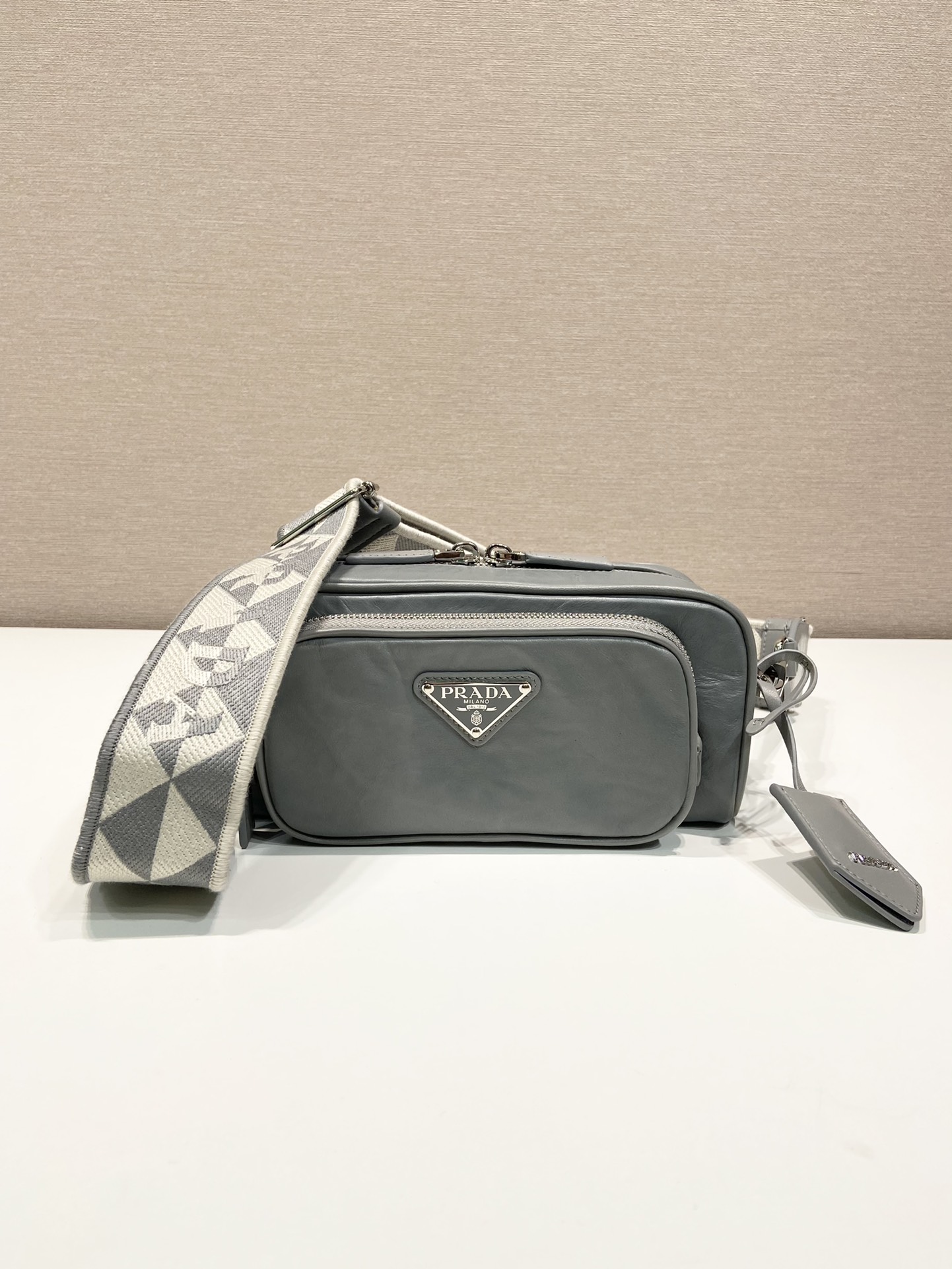 Pra*a nappa antique leather multi-pocket shoulder bag