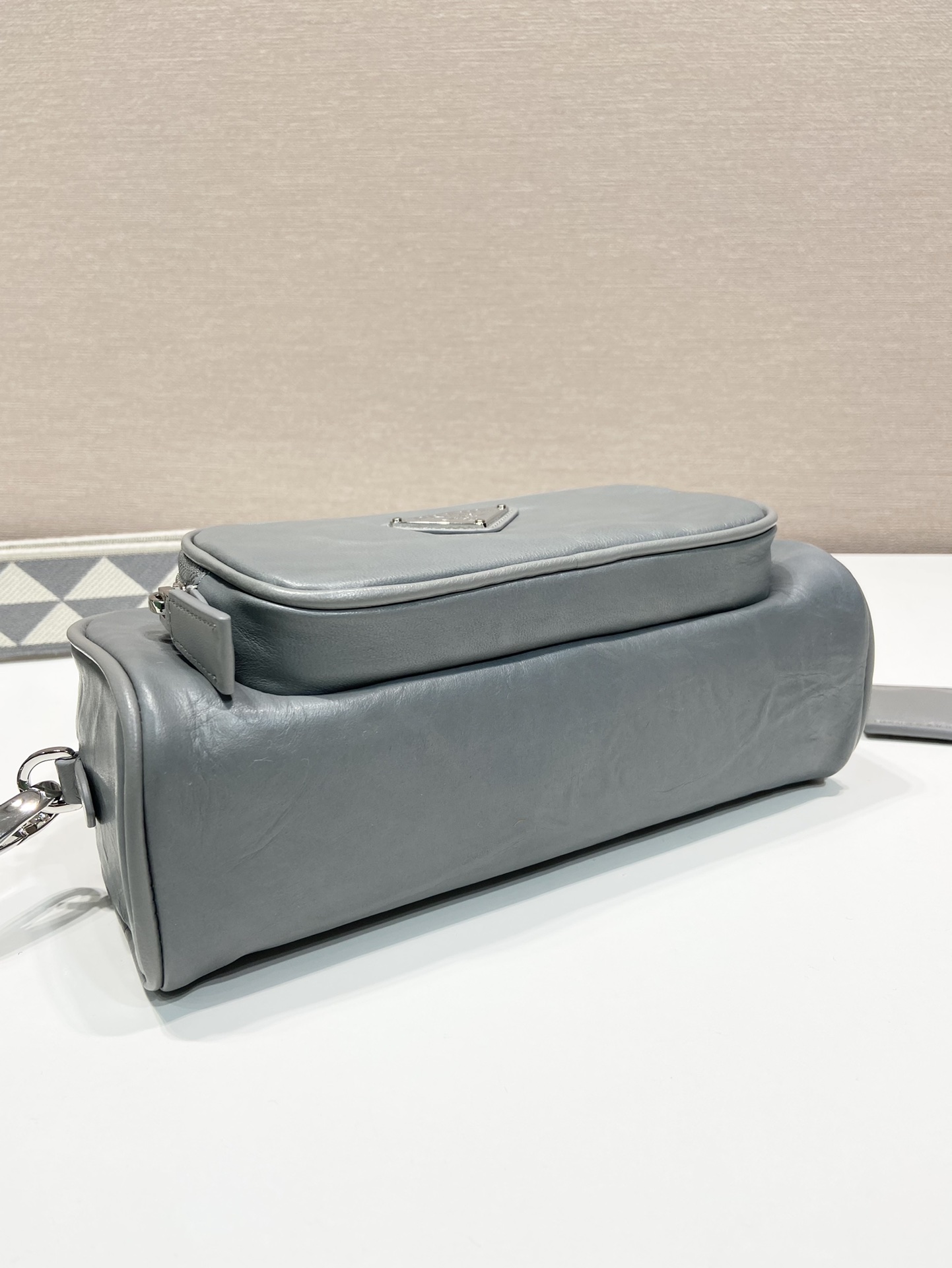 Pra*a nappa antique leather multi-pocket shoulder bag