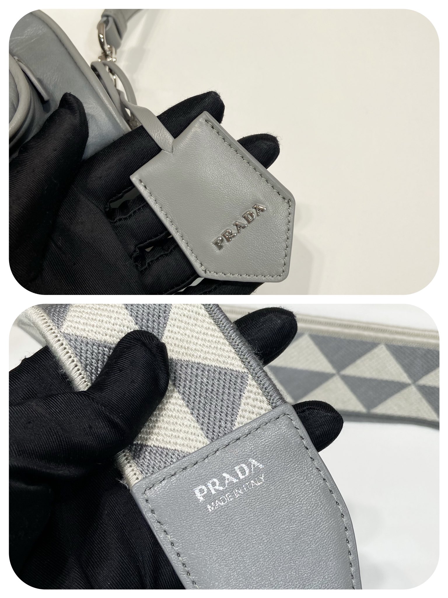 Pra*a nappa antique leather multi-pocket shoulder bag