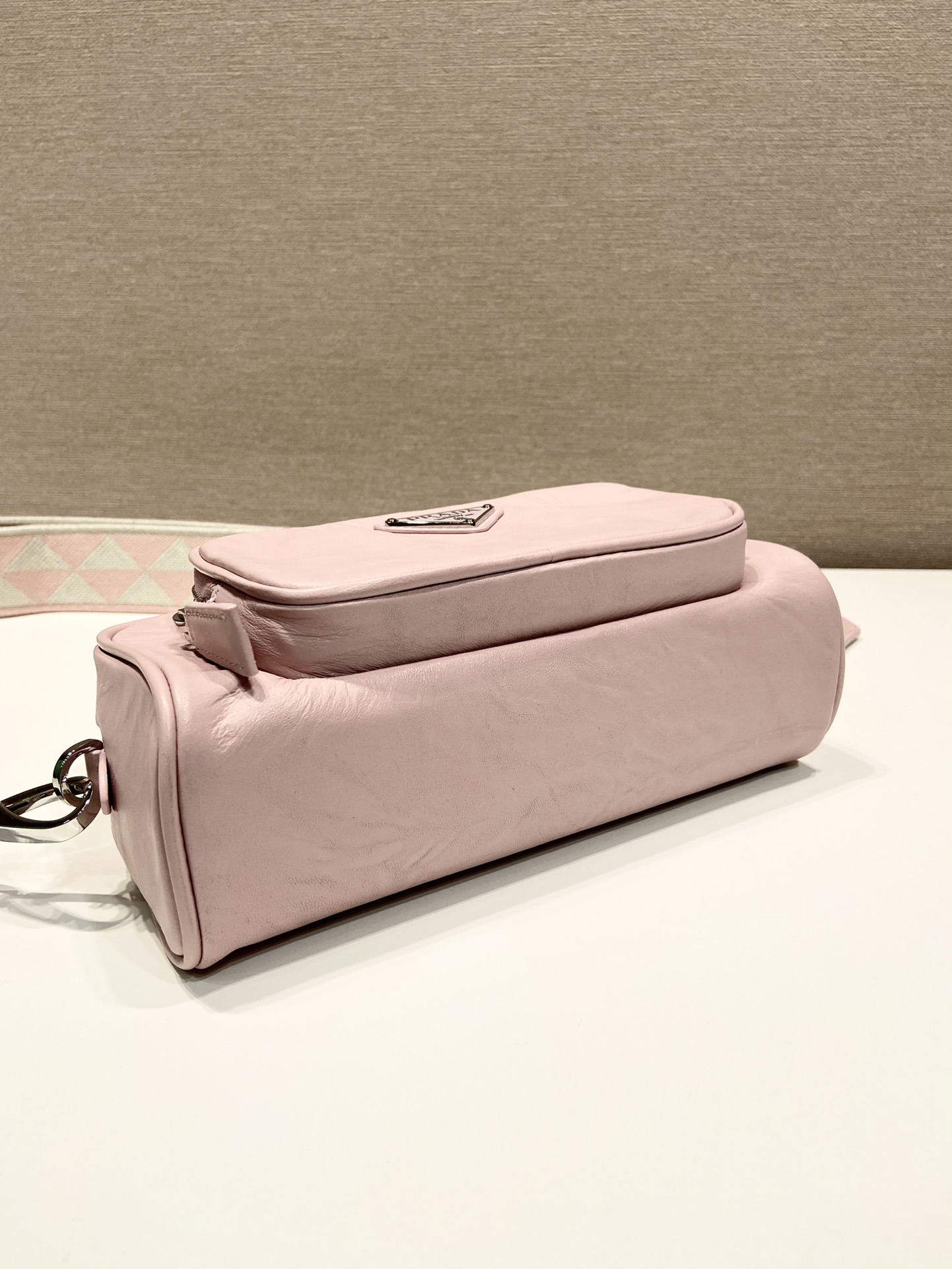 Pra*a nappa antique leather multi-pocket shoulder bag