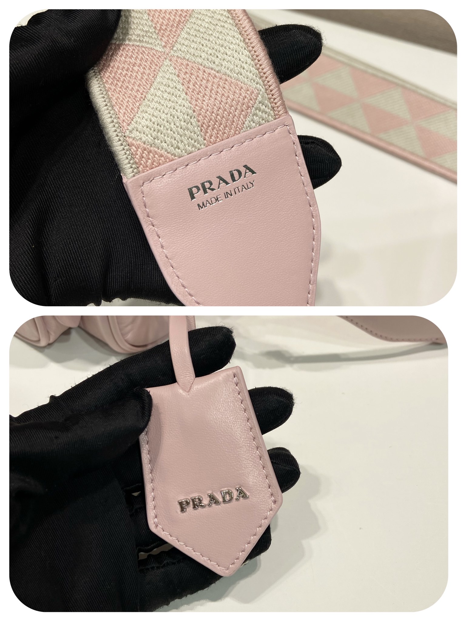 Pra*a nappa antique leather multi-pocket shoulder bag