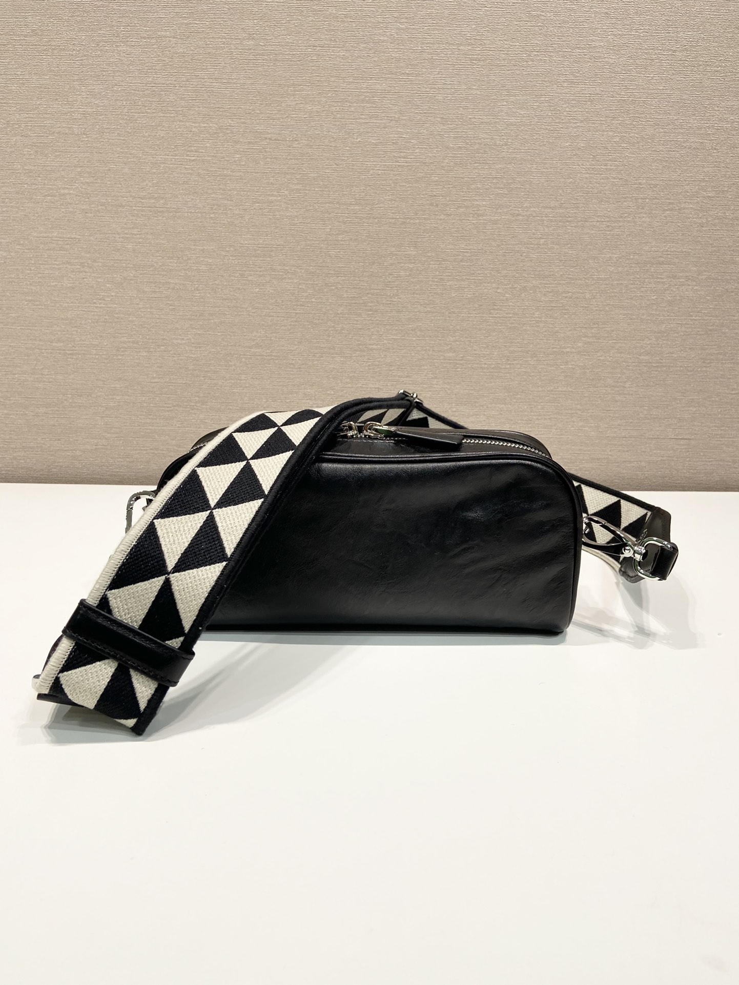 Pra*a nappa antique leather multi-pocket shoulder bag