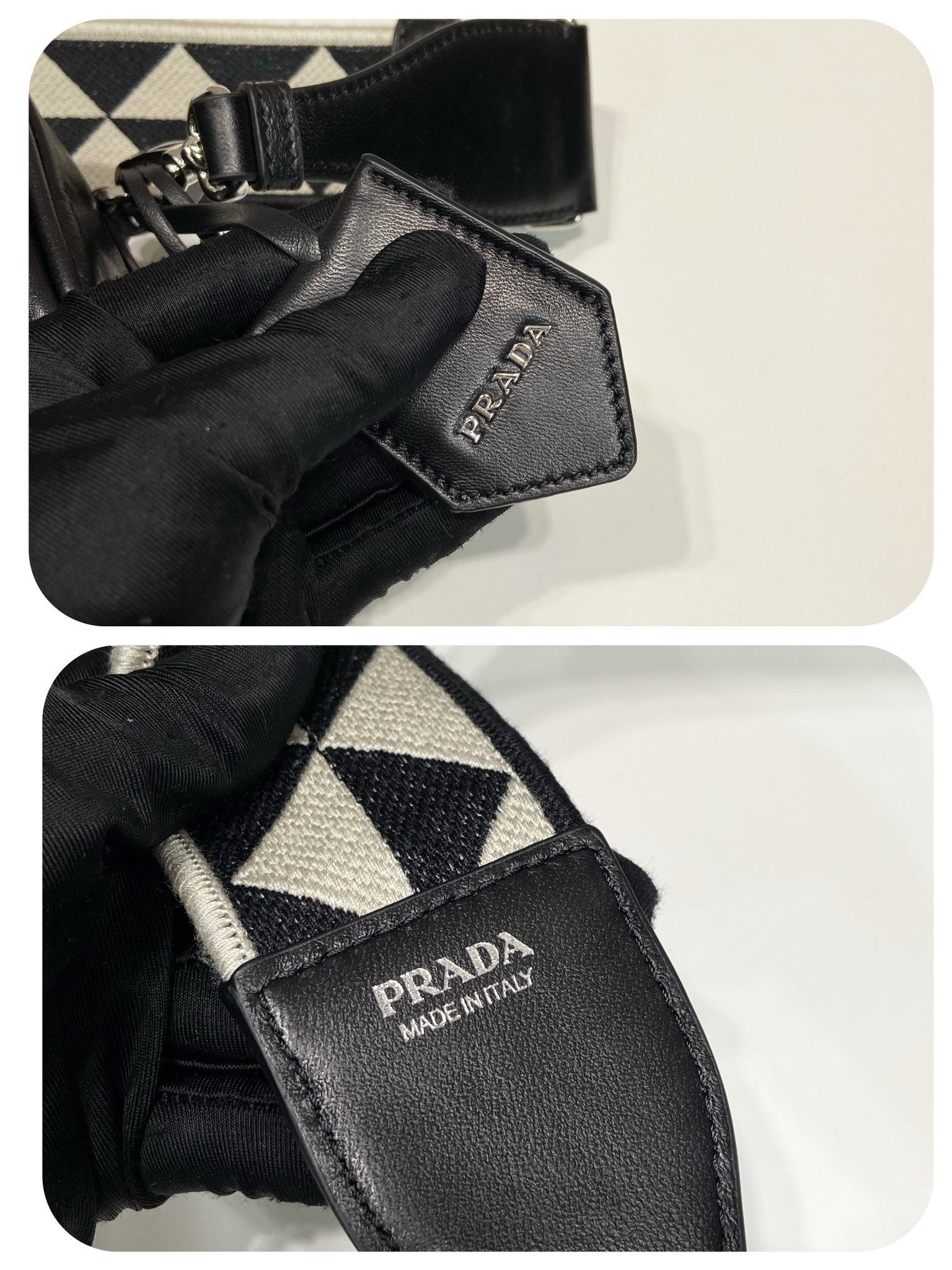 Pra*a nappa antique leather multi-pocket shoulder bag