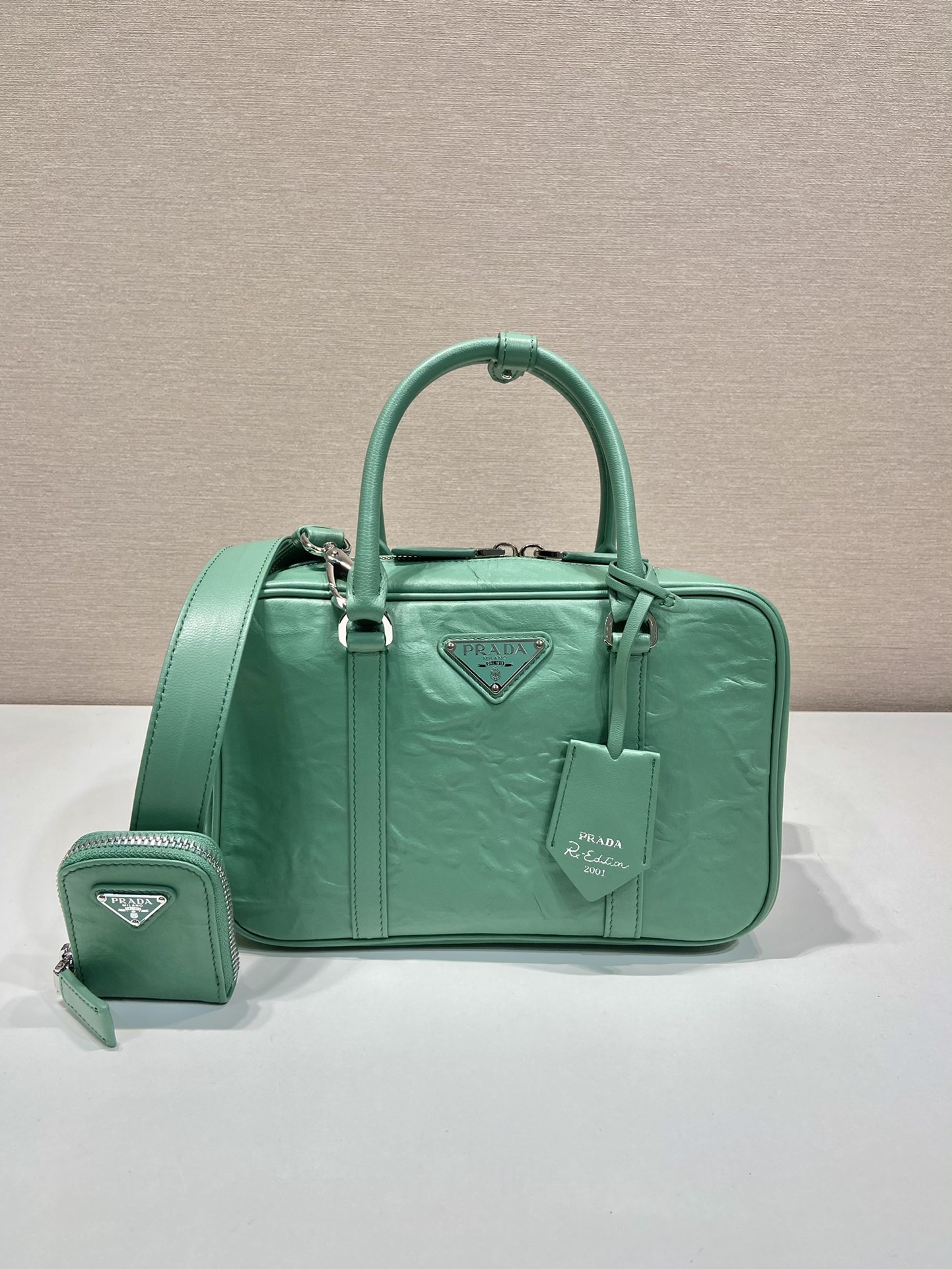 Pra*a antique nappa leather top handle bag
