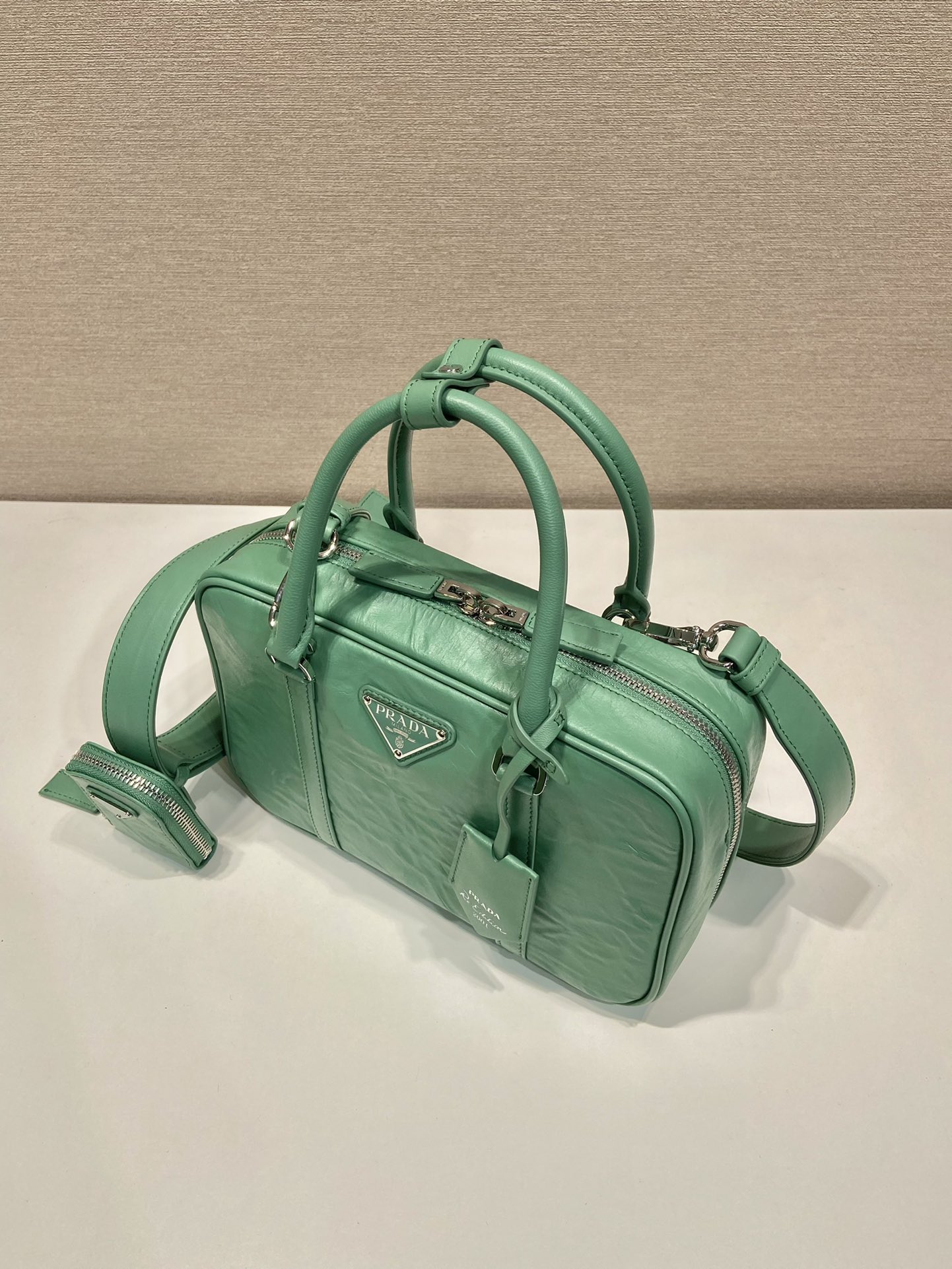 Pra*a antique nappa leather top handle bag