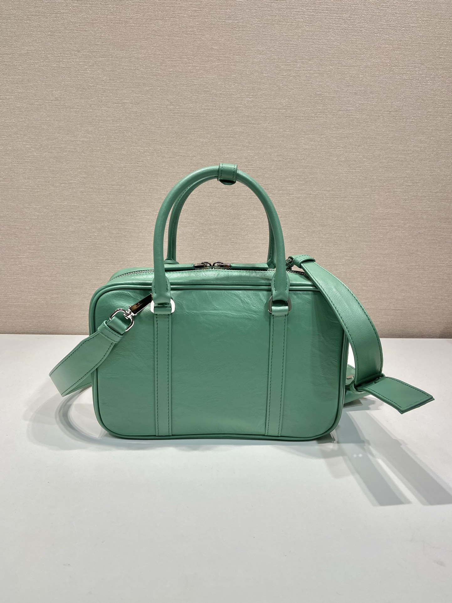 Pra*a antique nappa leather top handle bag