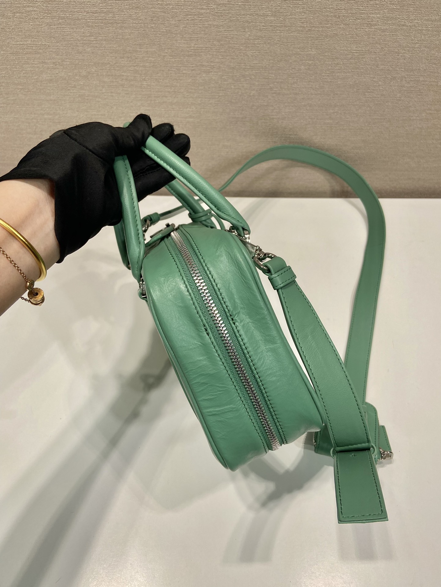 Pra*a antique nappa leather top handle bag