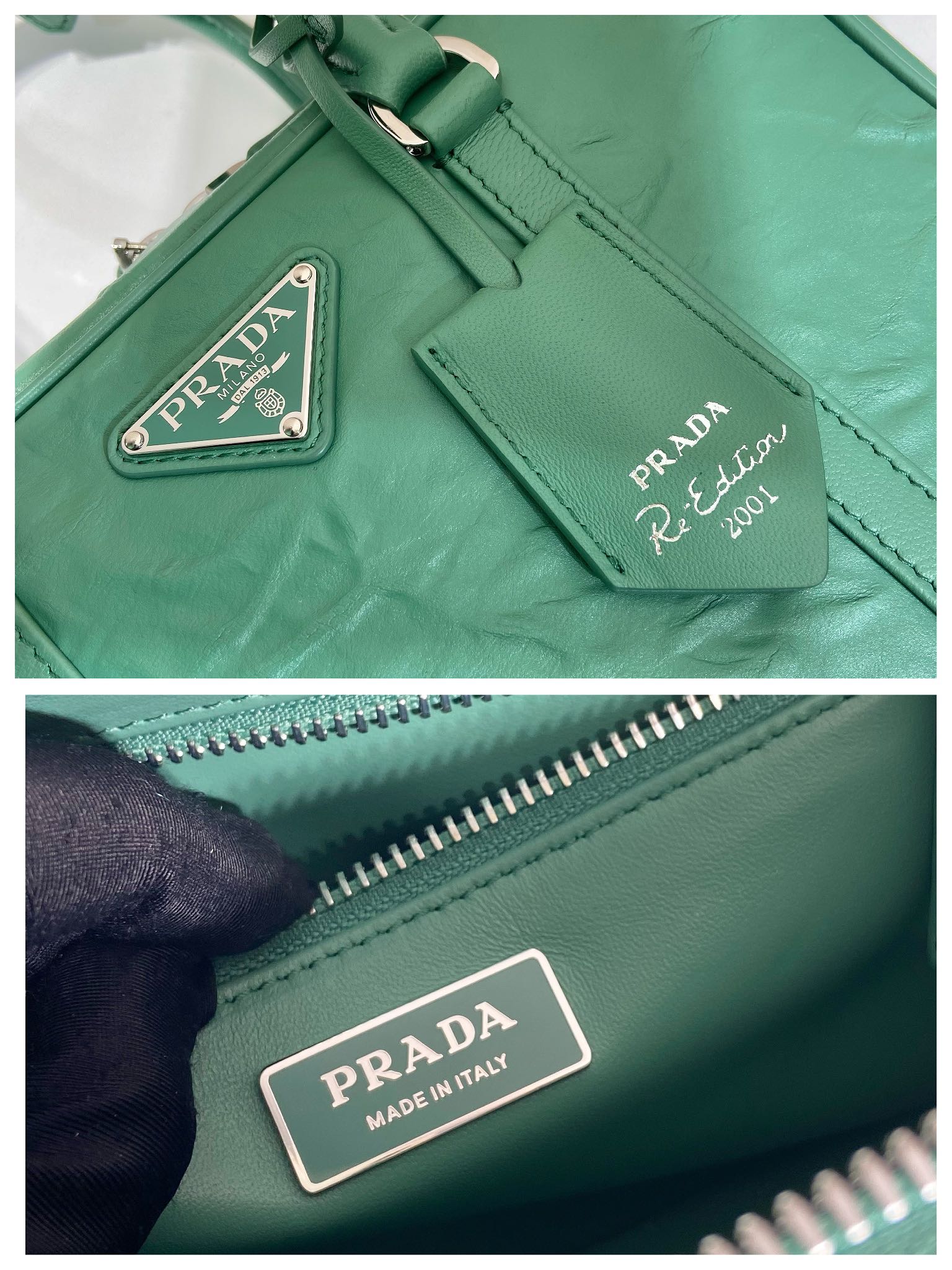 Pra*a antique nappa leather top handle bag