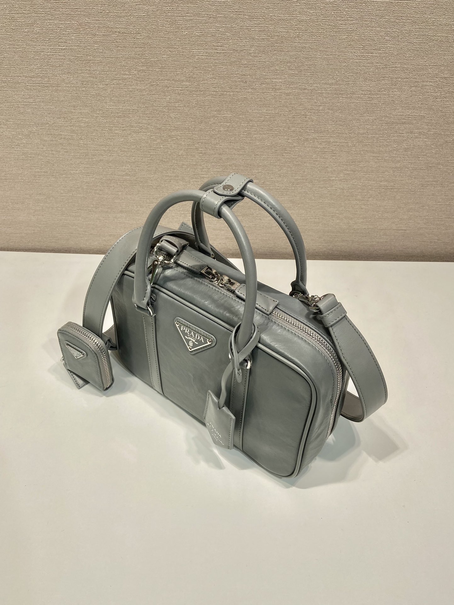 Pra*a antique nappa leather top handle bag