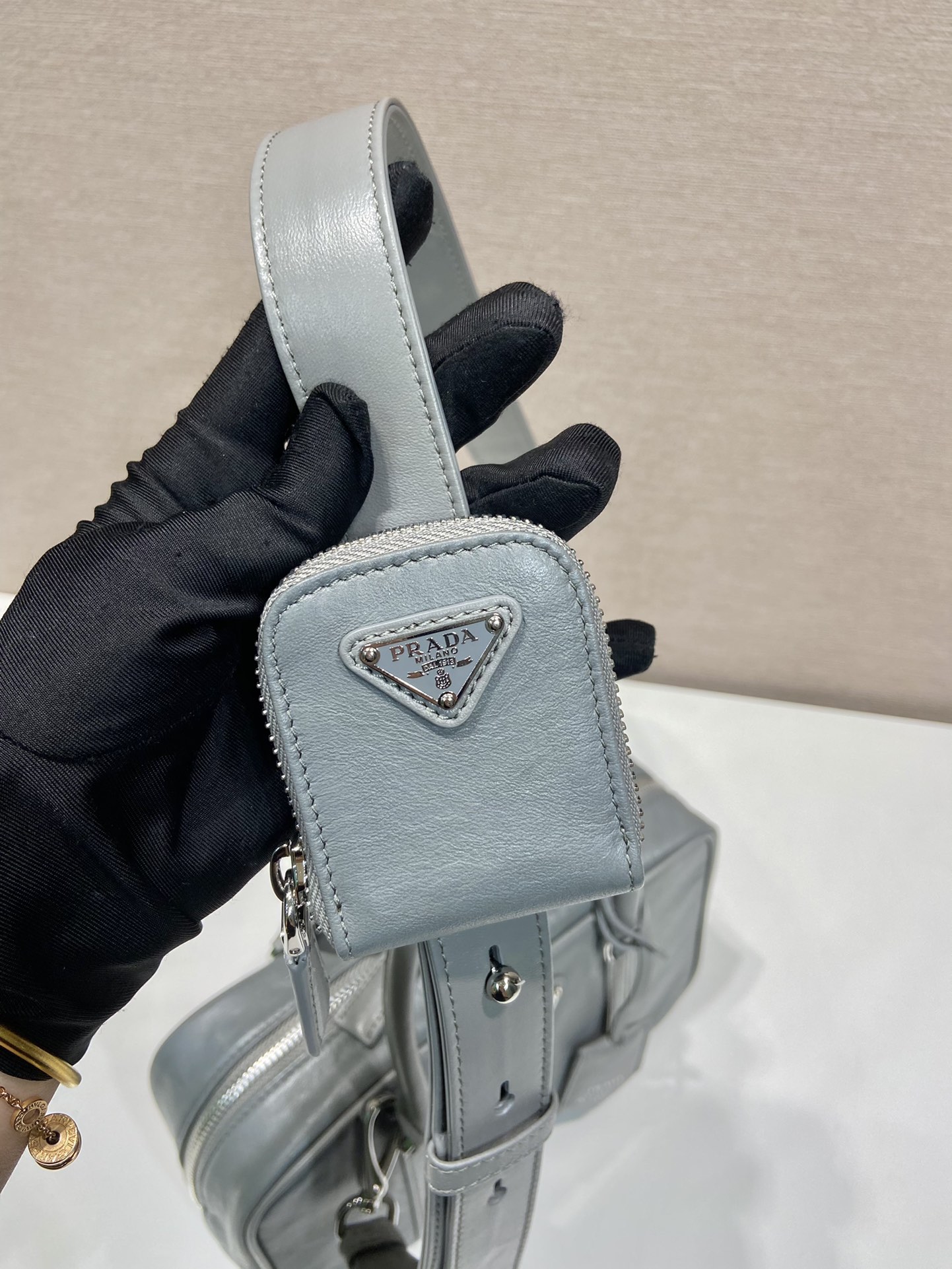 Pra*a antique nappa leather top handle bag