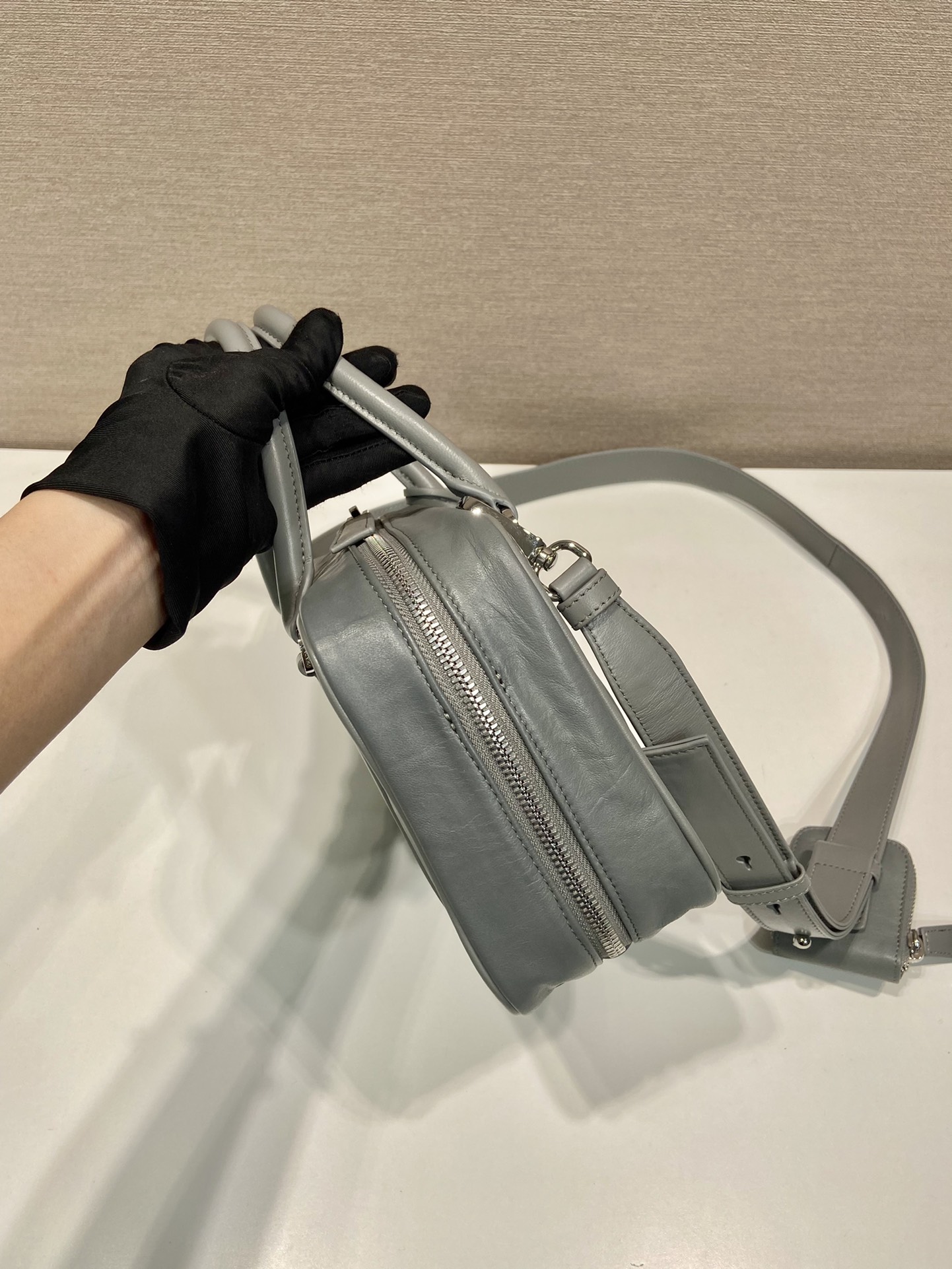 Pra*a antique nappa leather top handle bag