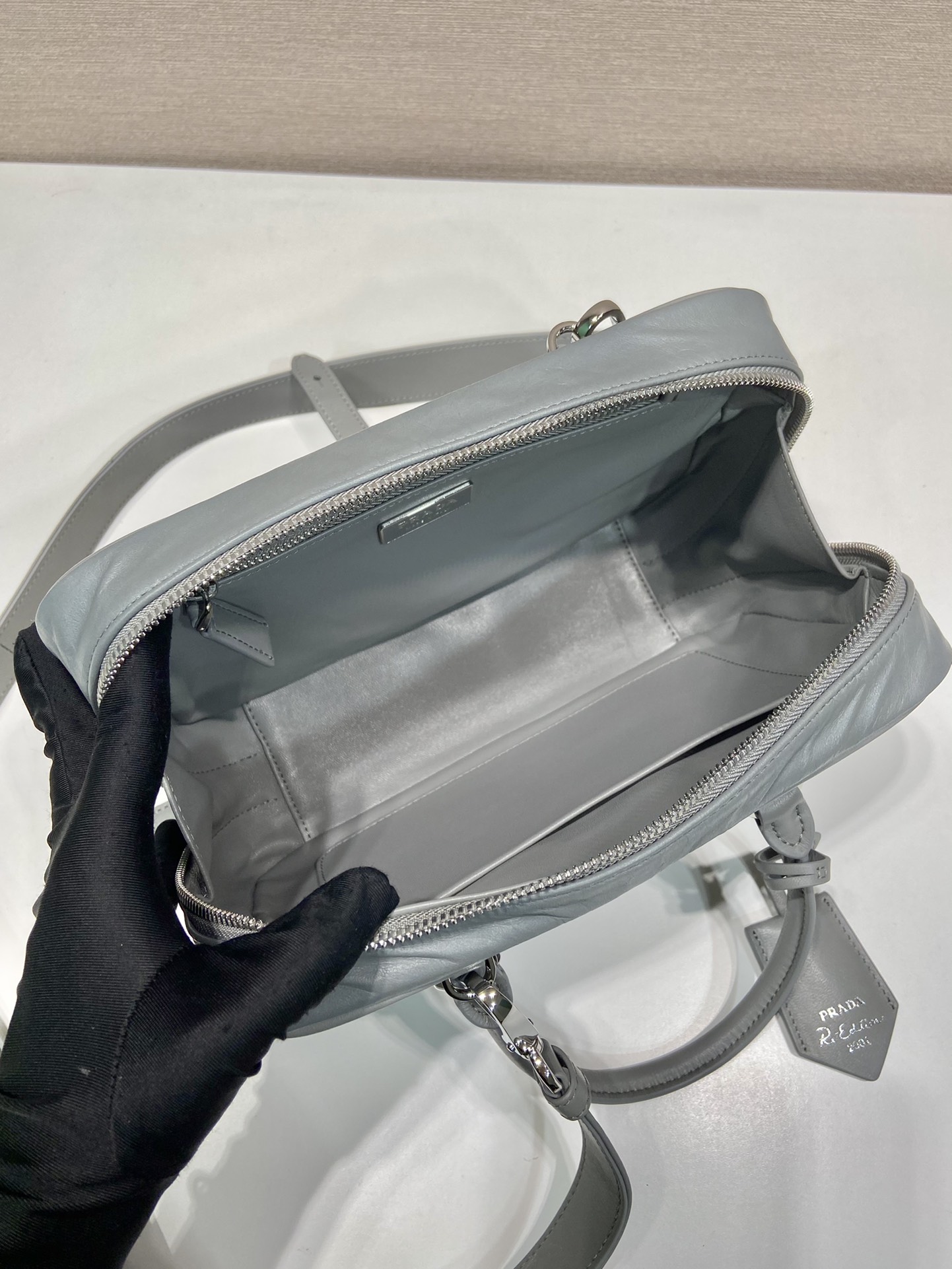 Pra*a antique nappa leather top handle bag