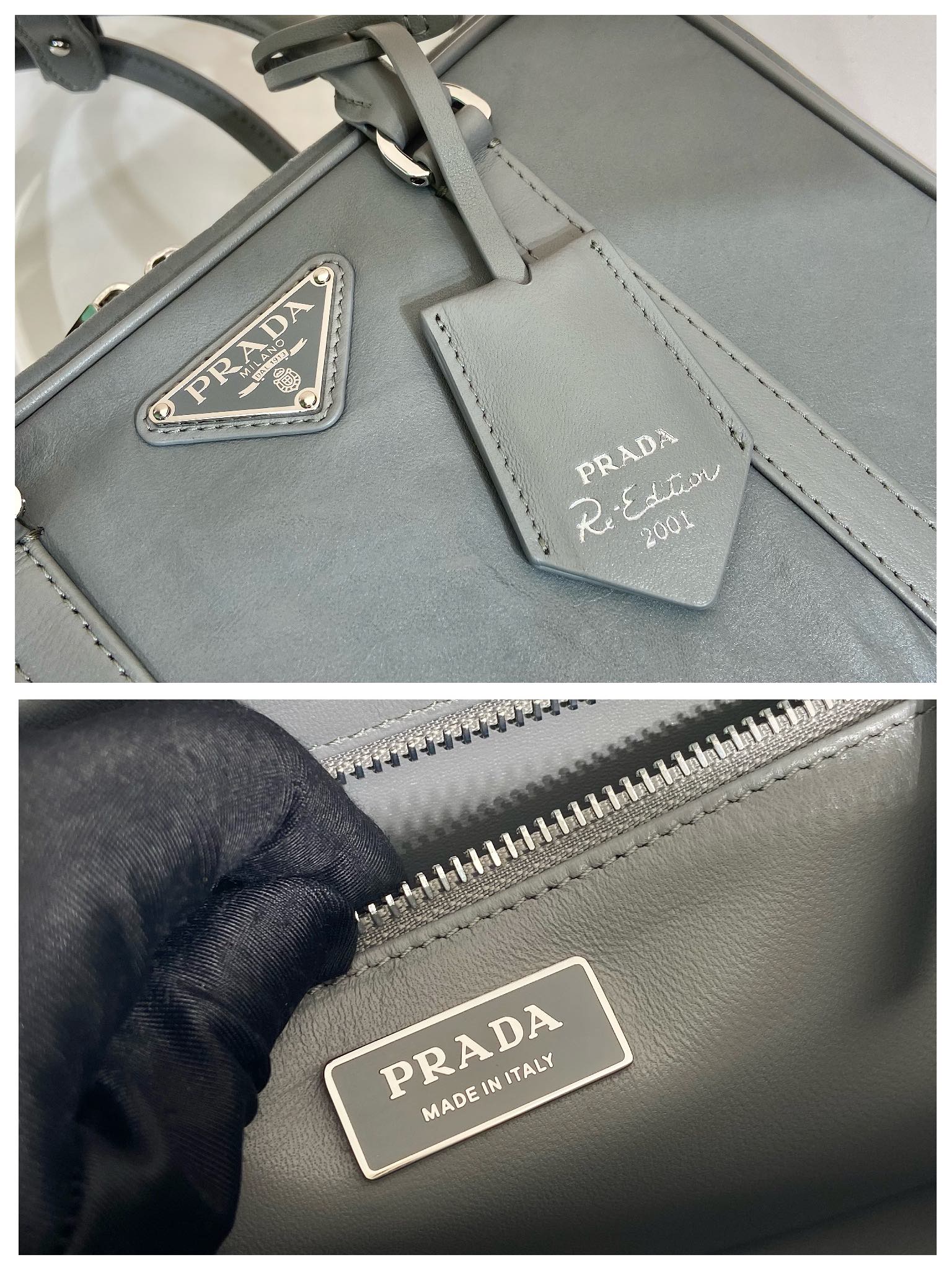 Pra*a antique nappa leather top handle bag