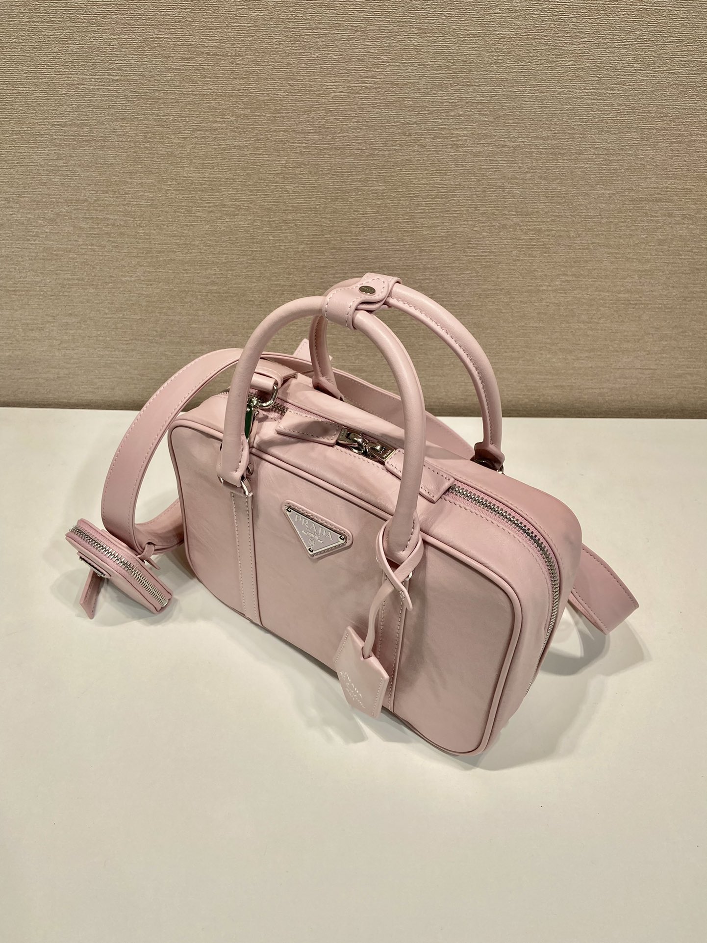 Pra*a antique nappa leather top handle bag
