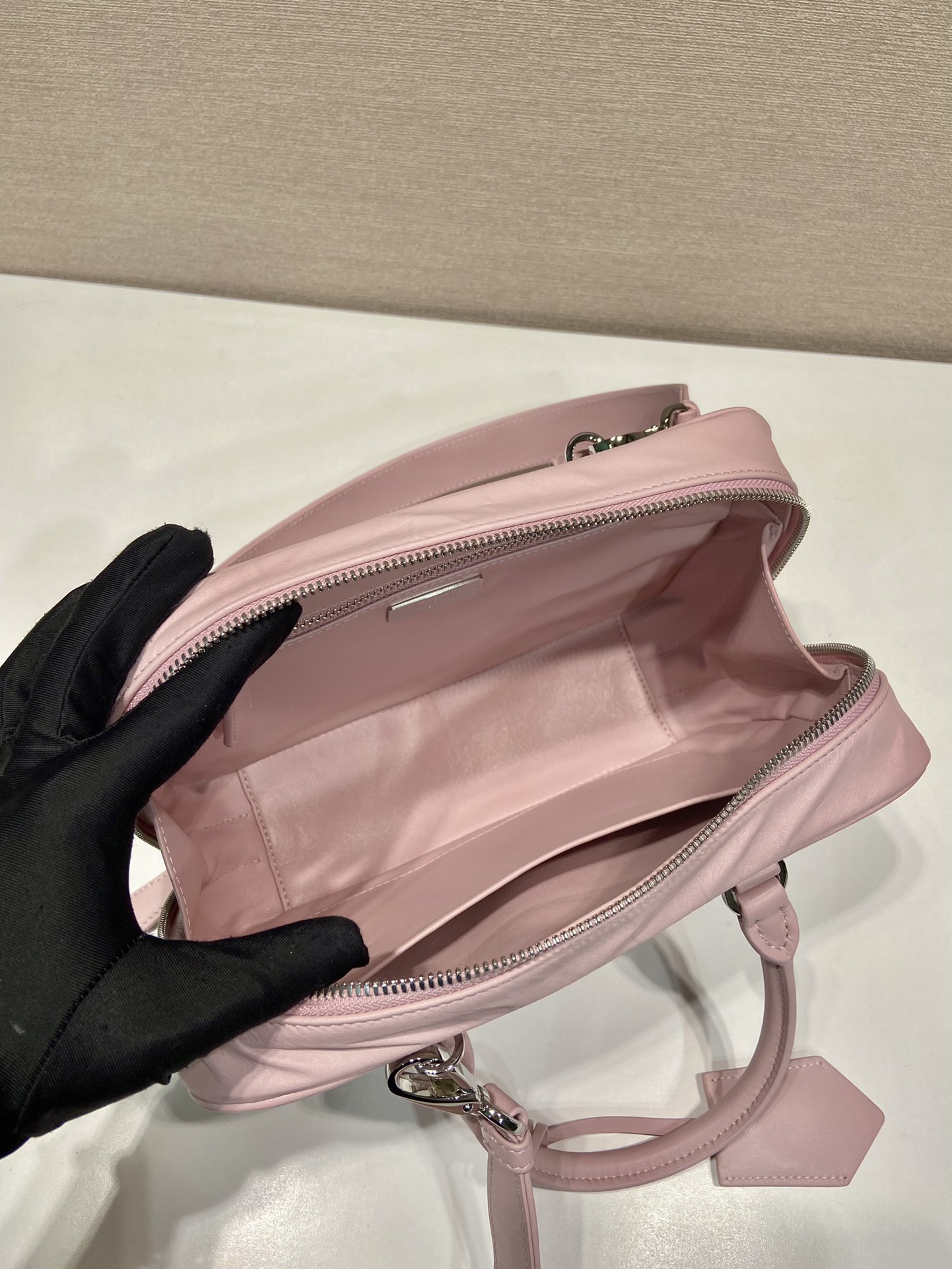 Pra*a antique nappa leather top handle bag