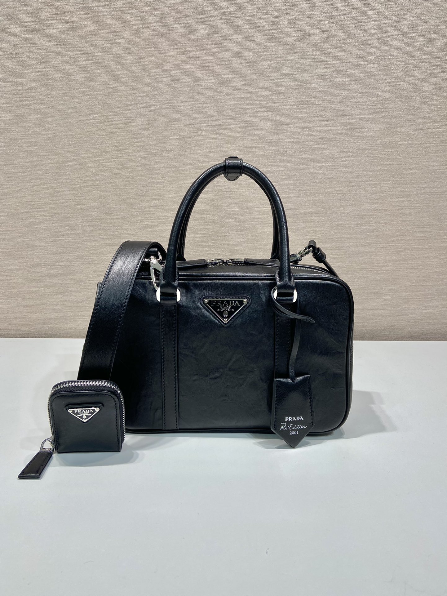 Pra*a antique nappa leather top handle bag