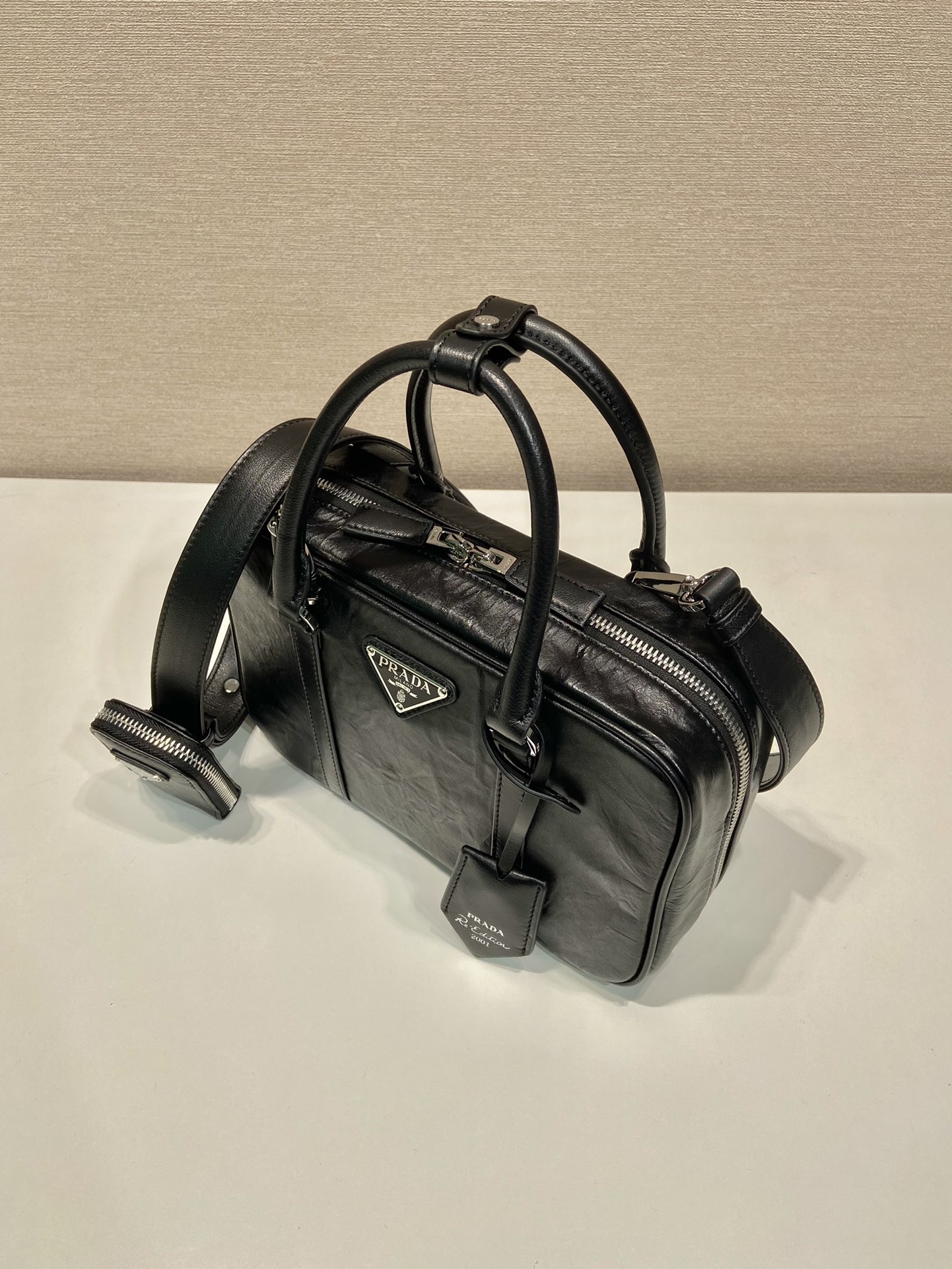 Pra*a antique nappa leather top handle bag