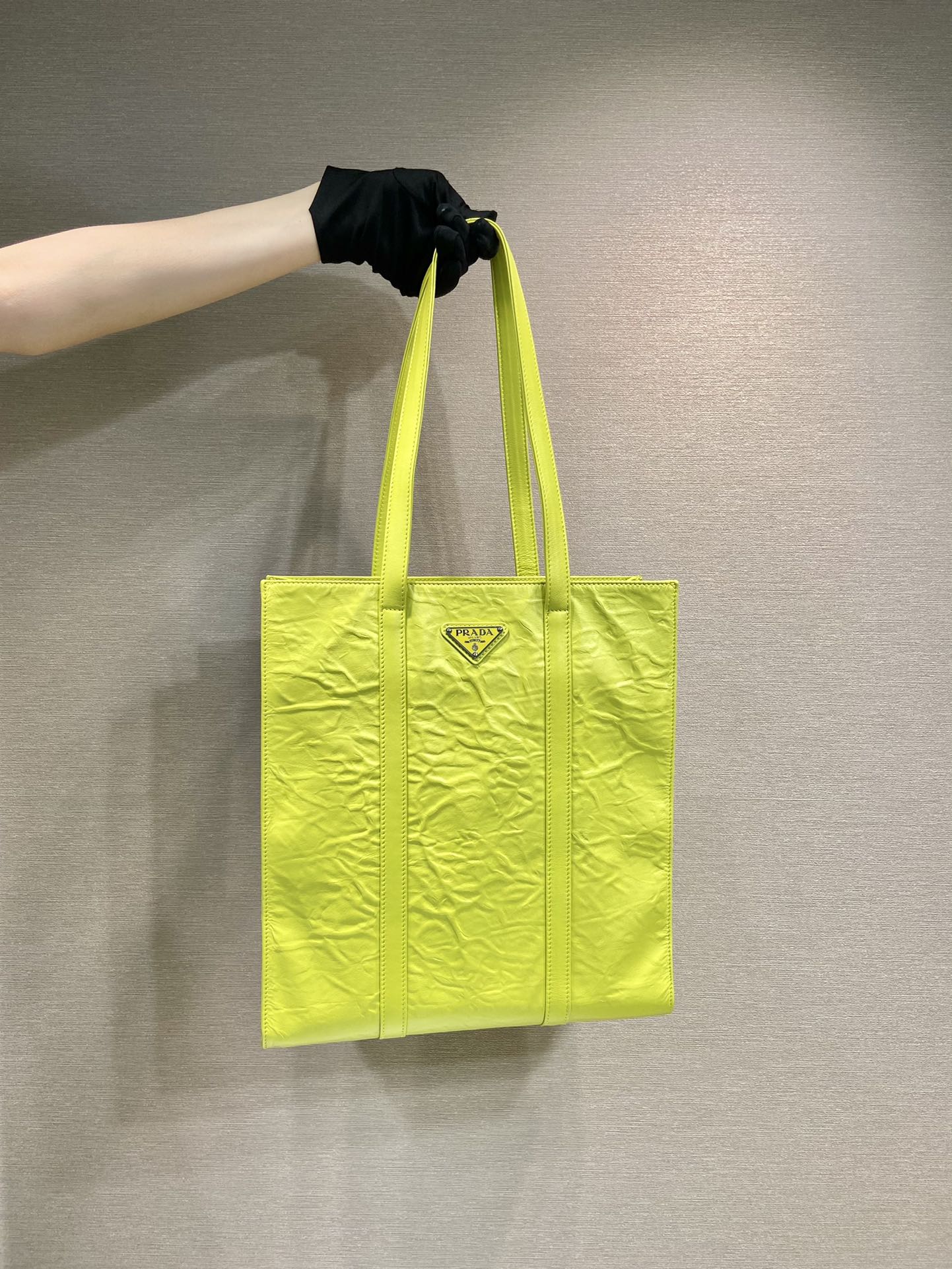 Pra*a small antique nappa leather tote