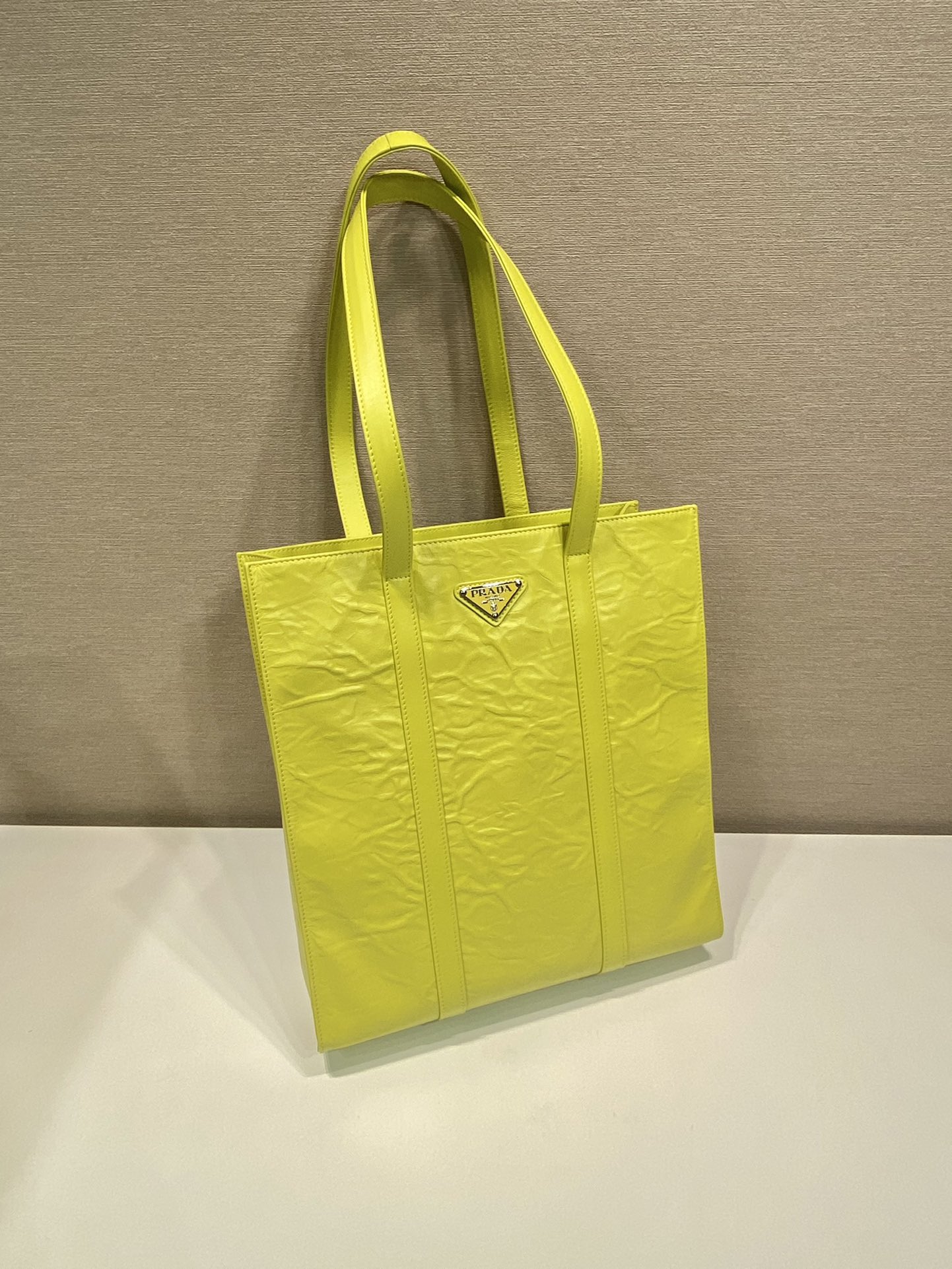 Pra*a small antique nappa leather tote