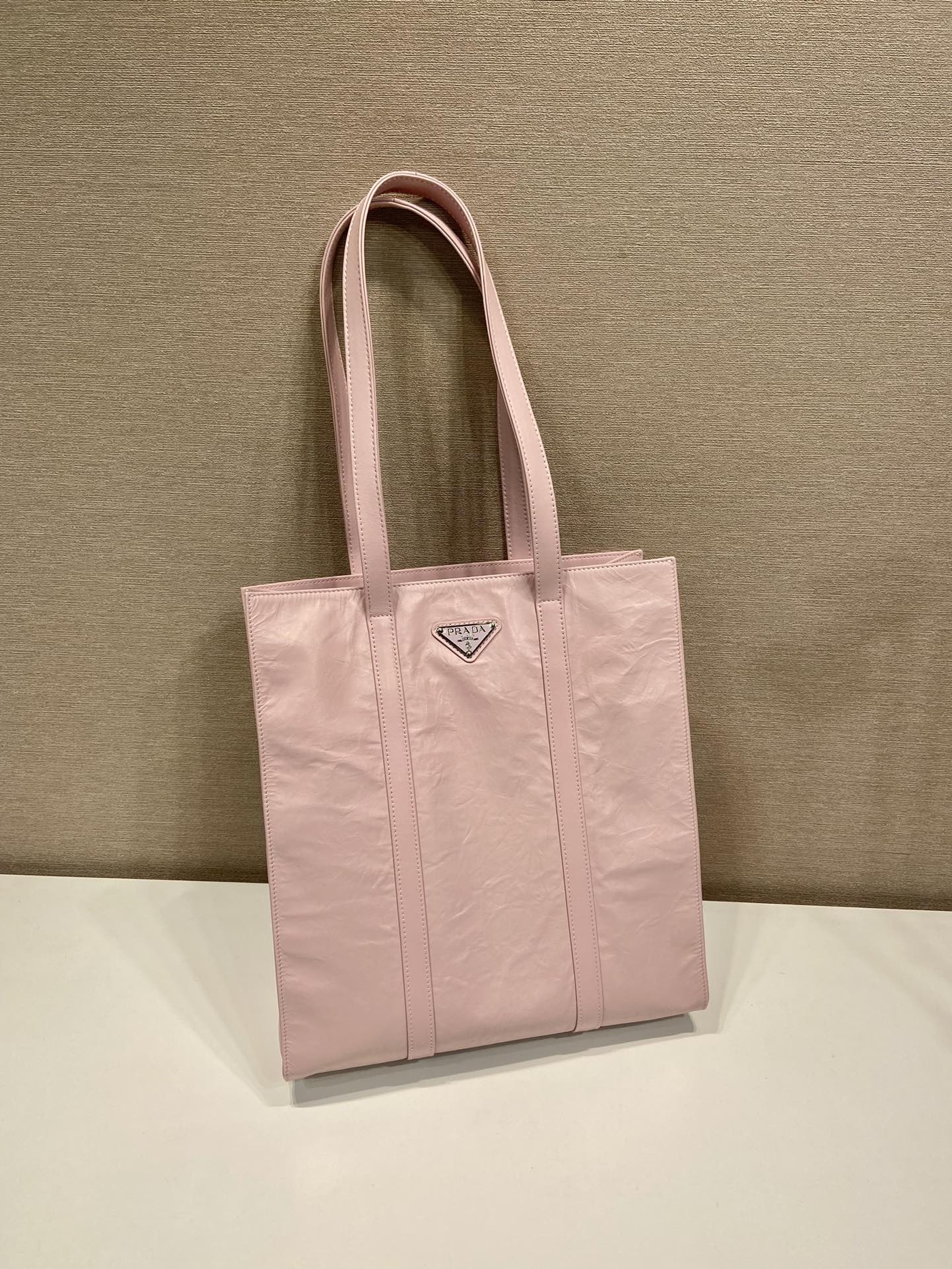Pra*a small antique nappa leather tote
