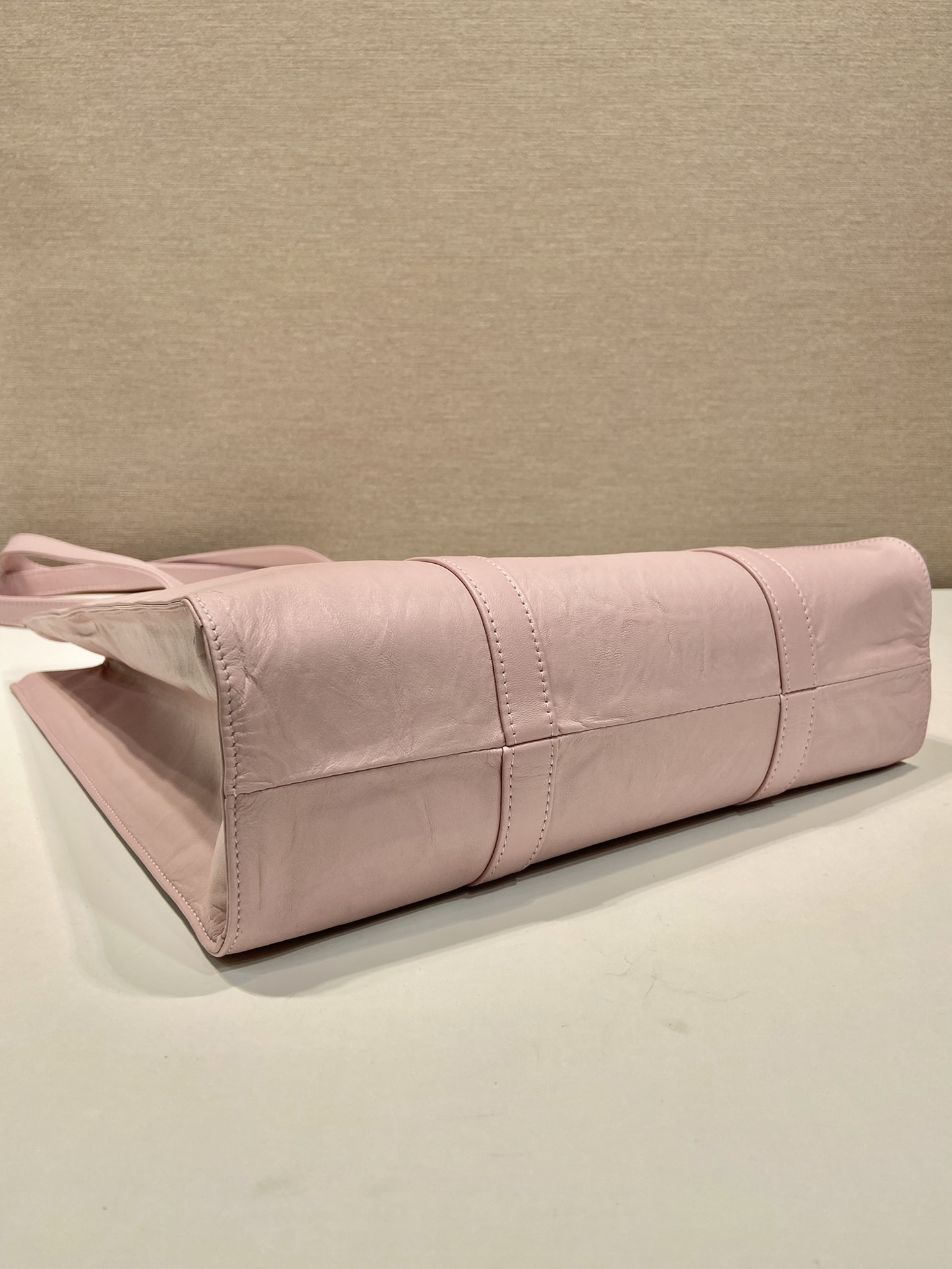 Pra*a small antique nappa leather tote
