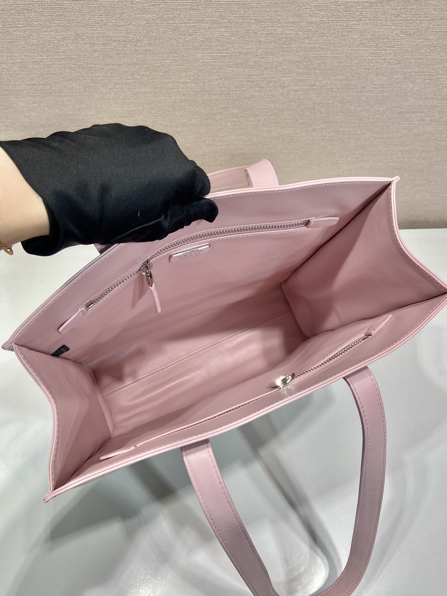Pra*a small antique nappa leather tote