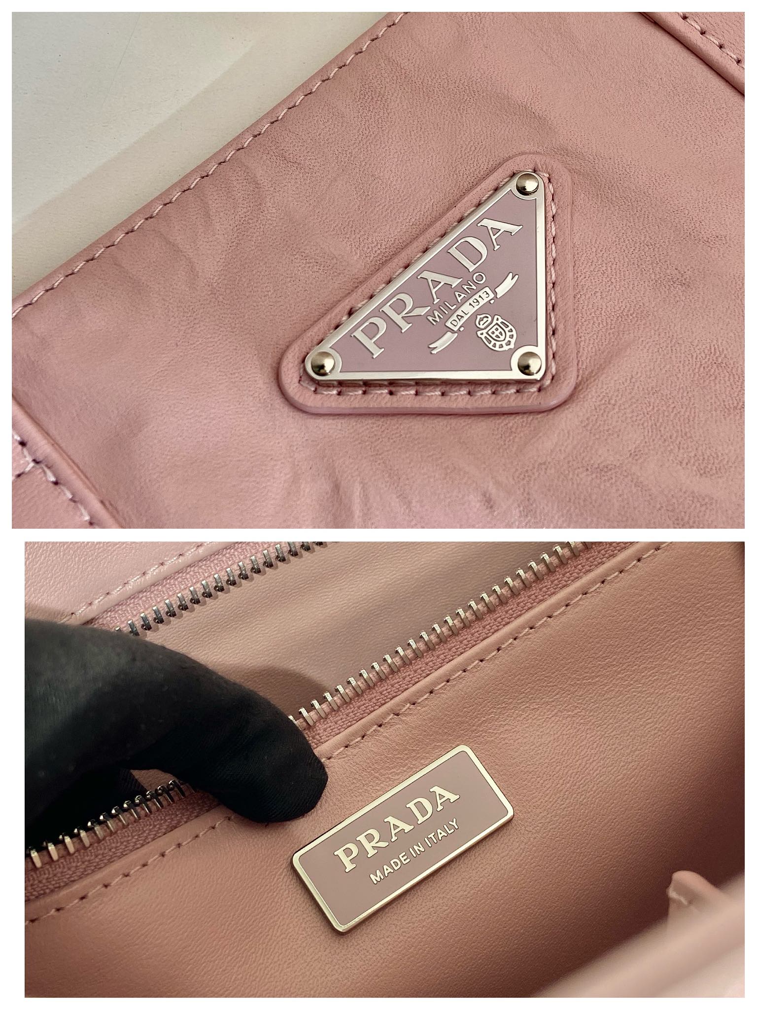 Pra*a small antique nappa leather tote