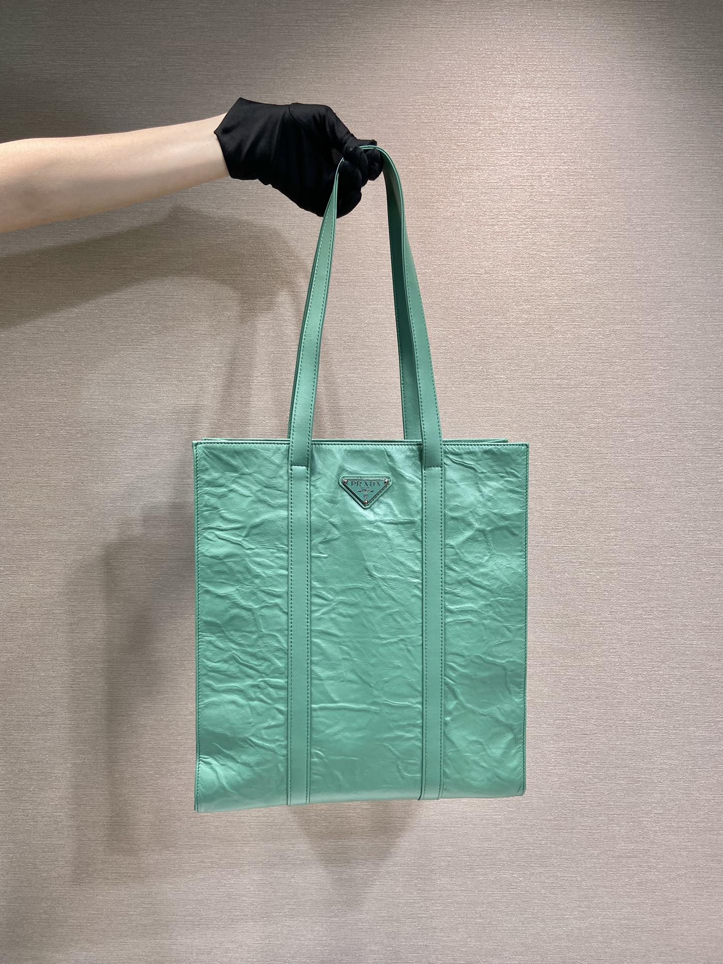 Pra*a small antique nappa leather tote