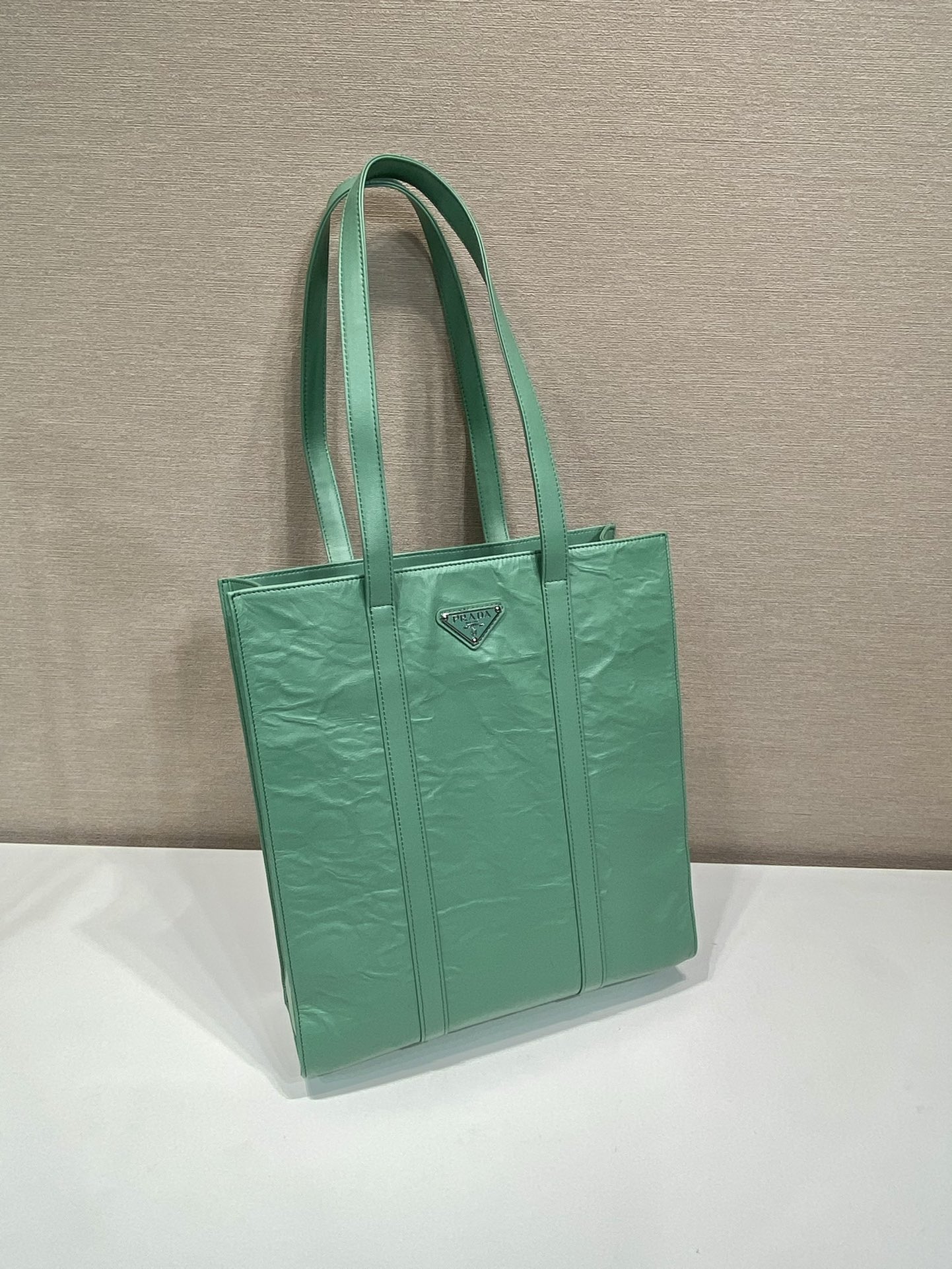Pra*a small antique nappa leather tote