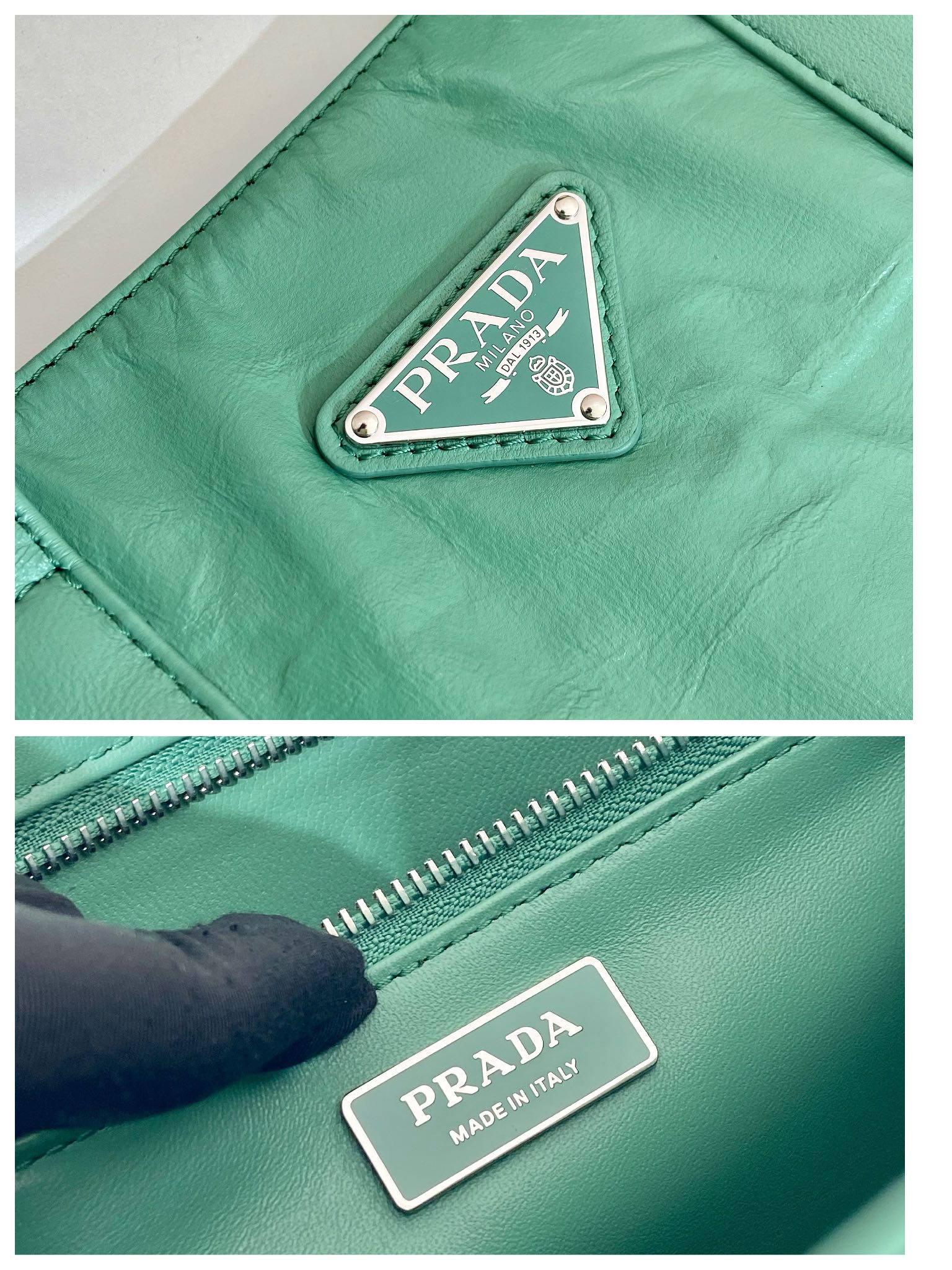 Pra*a small antique nappa leather tote