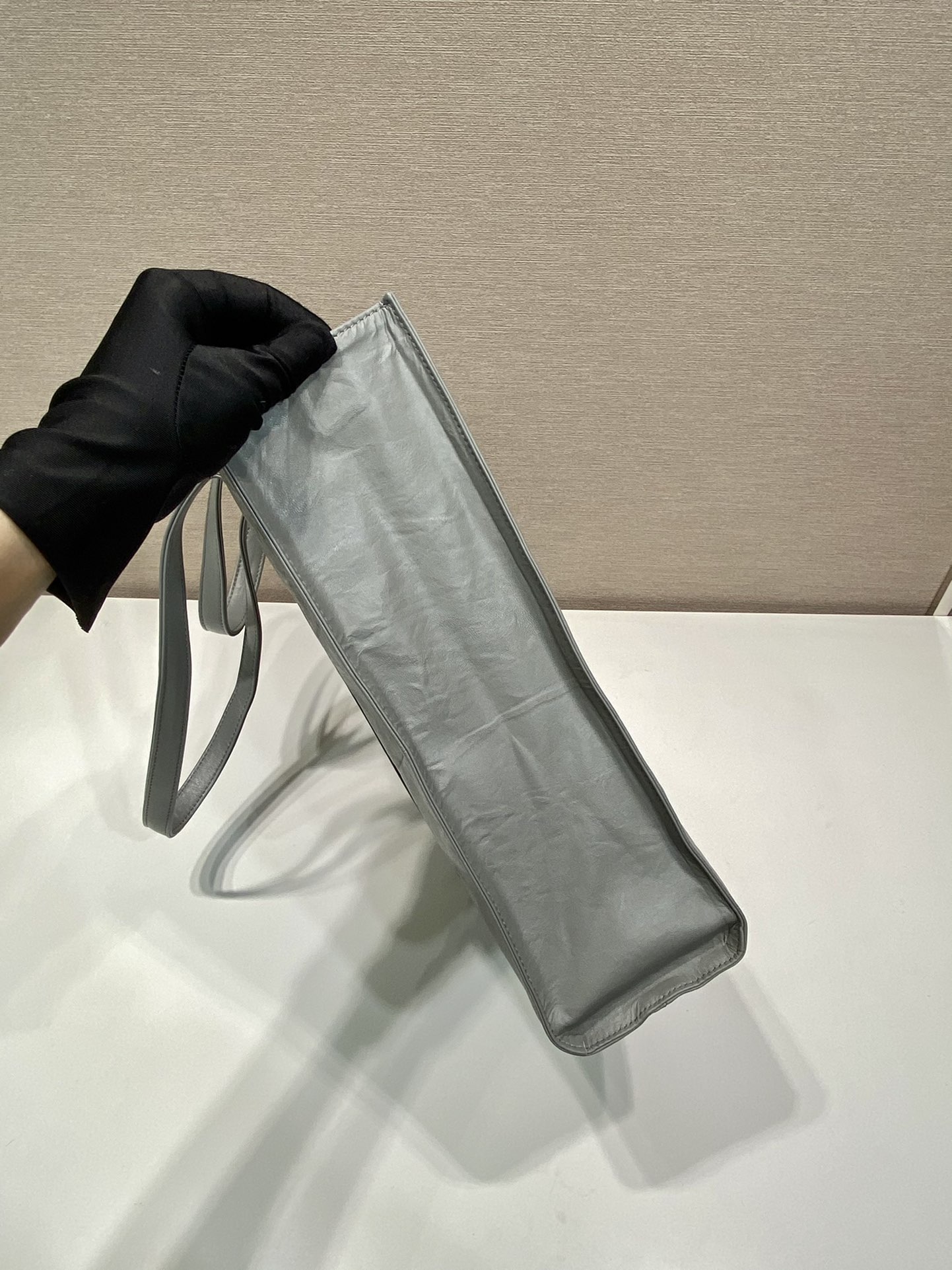 Pra*a small antique nappa leather tote