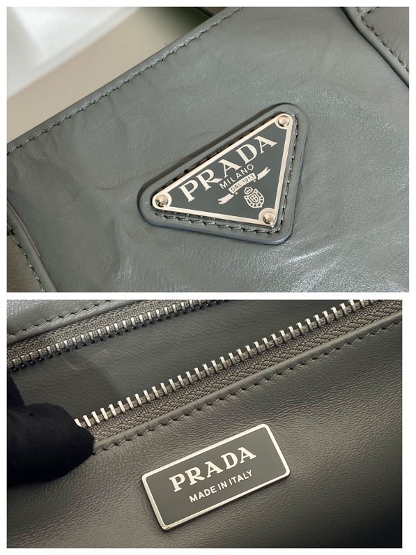 Pra*a small antique nappa leather tote