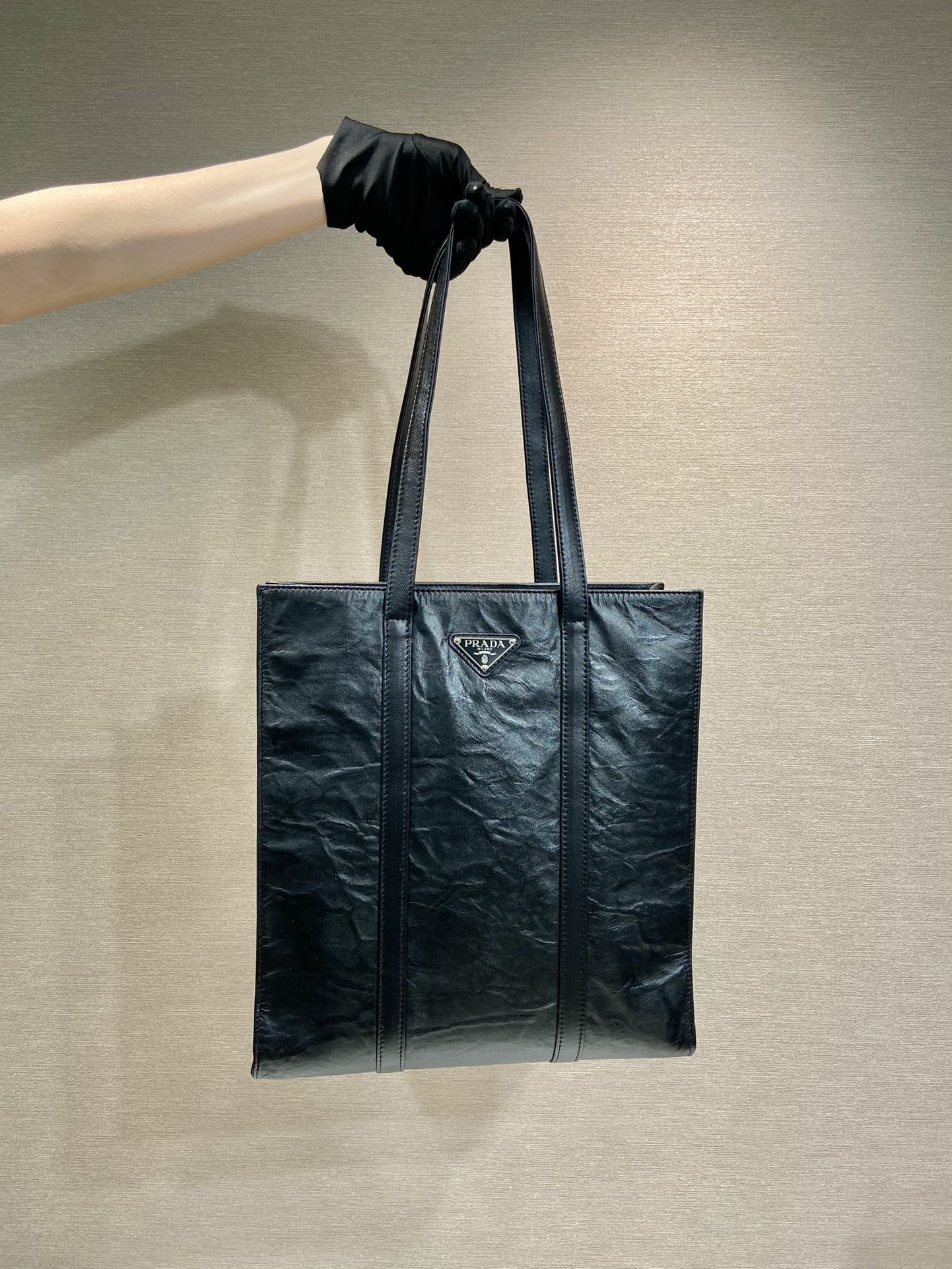 Pra*a small antique nappa leather tote