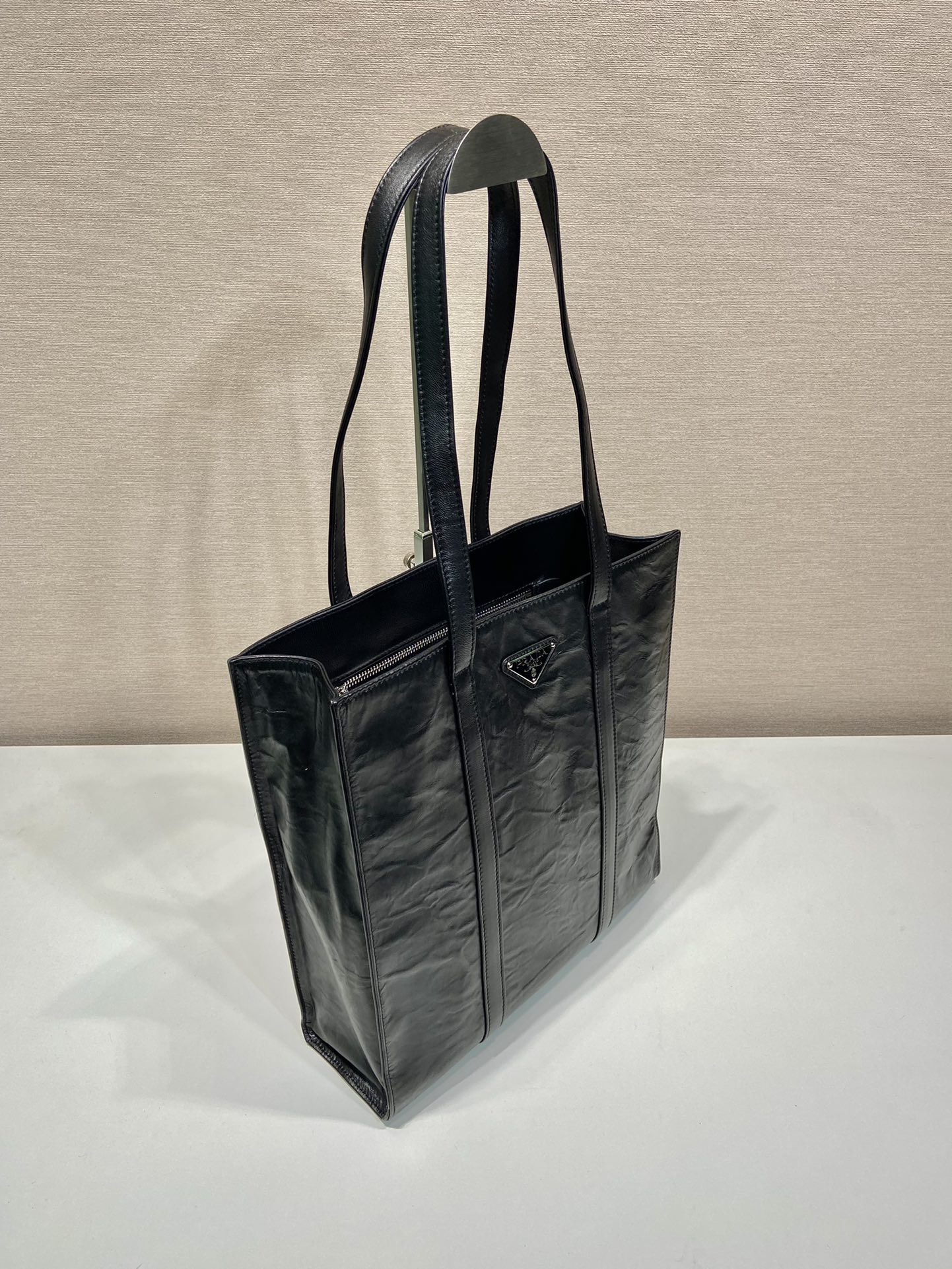 Pra*a small antique nappa leather tote