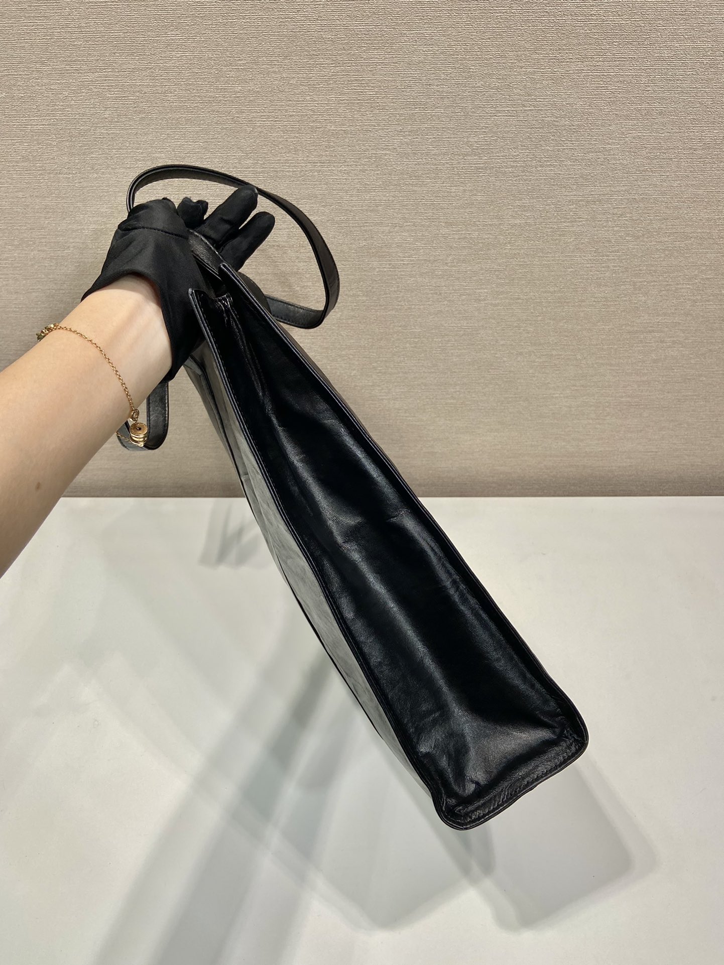Pra*a small antique nappa leather tote