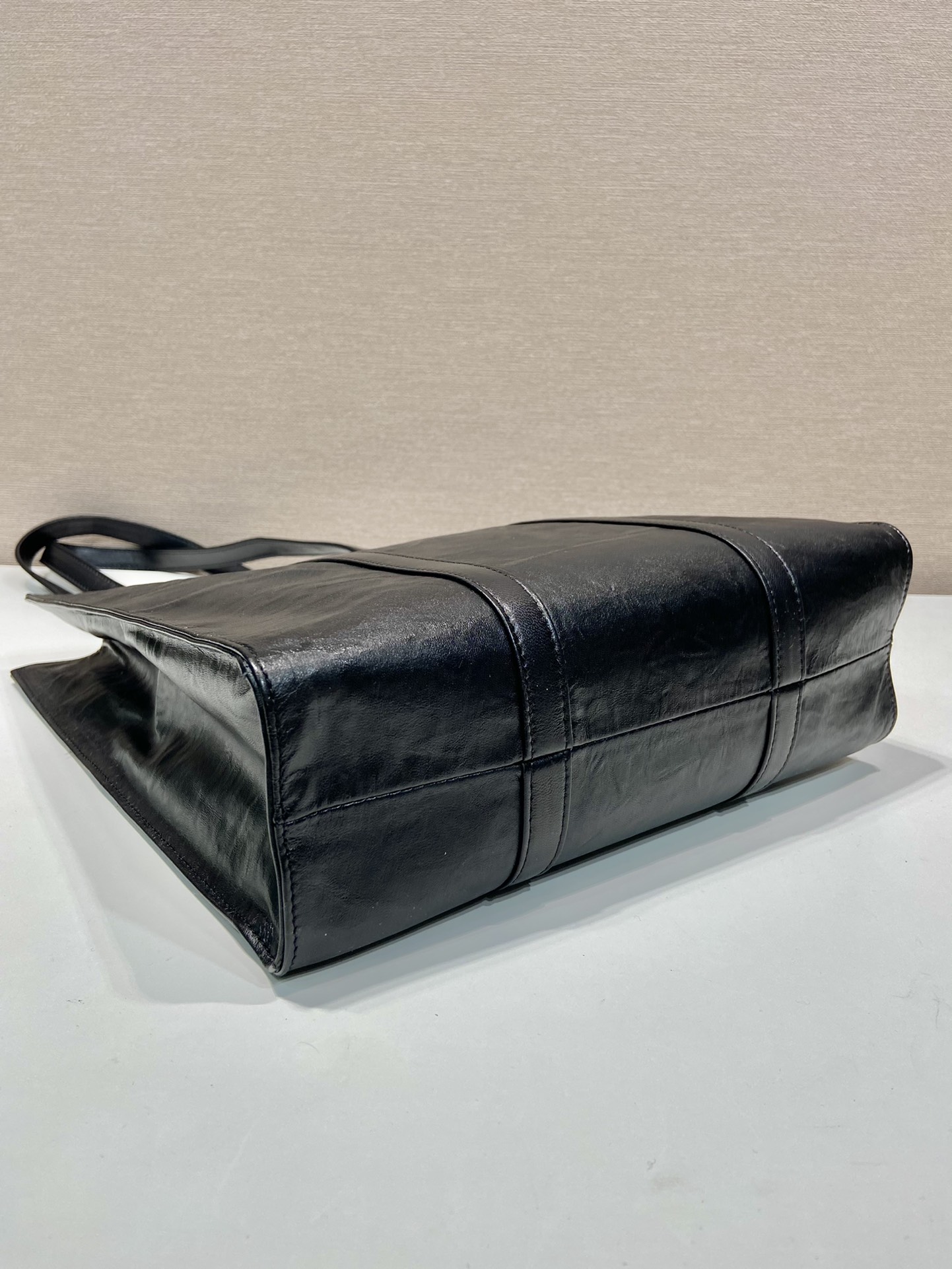 Pra*a small antique nappa leather tote