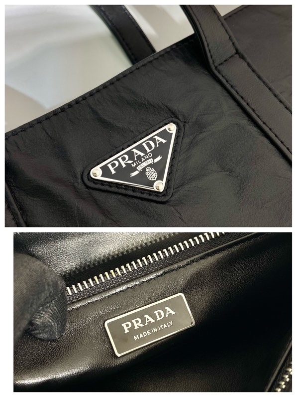 Pra*a small antique nappa leather tote