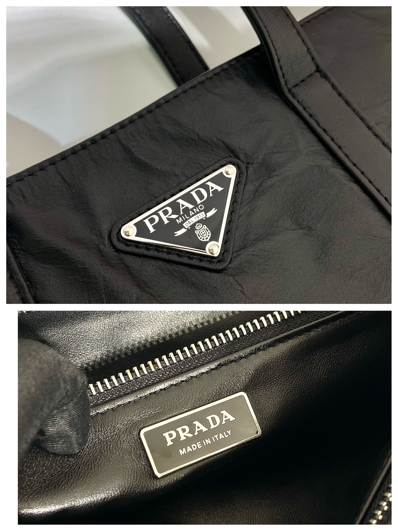 Pra*a medium antique nappa leather tote bag