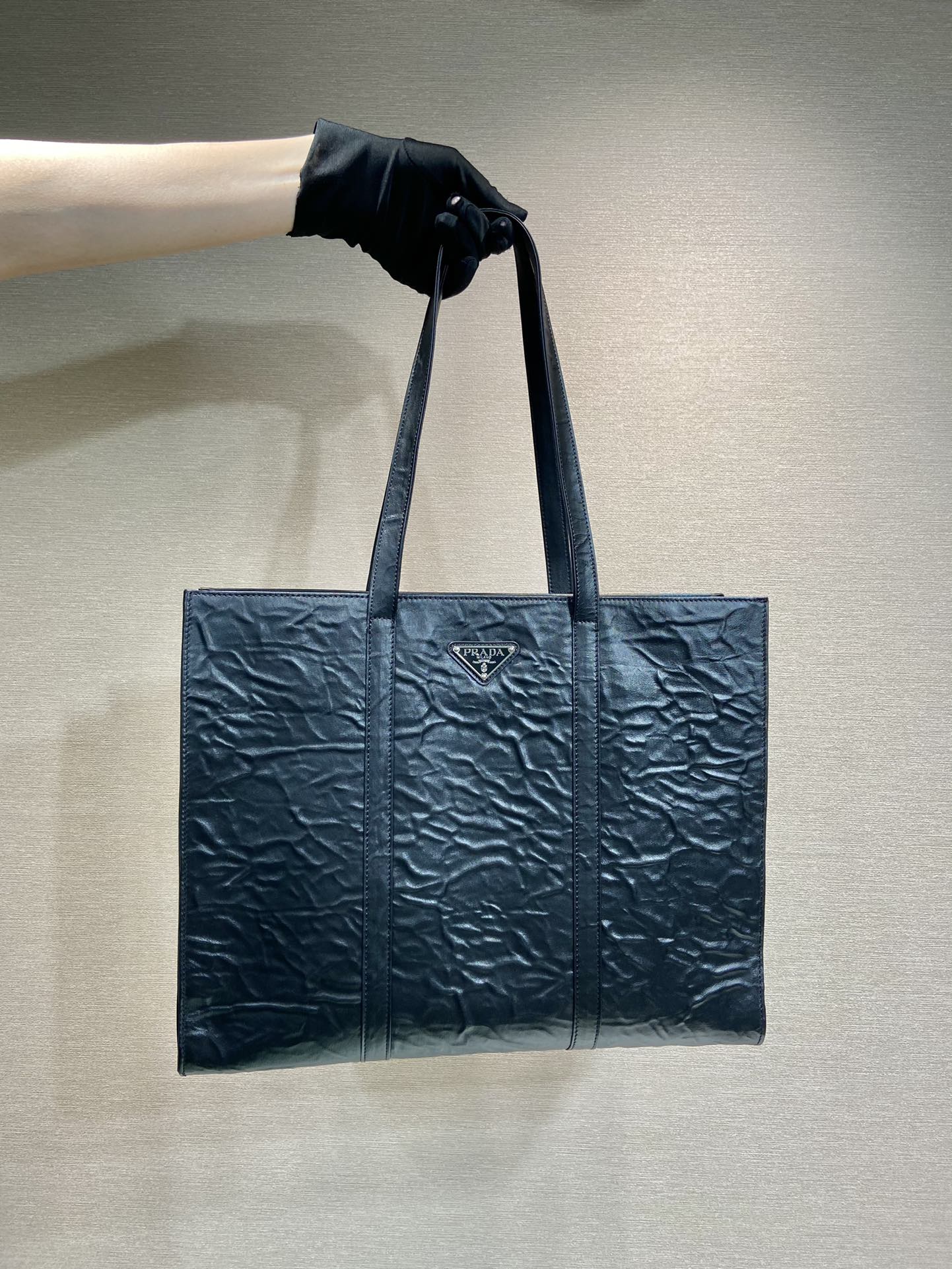Pra*a large antique nappa leather tote