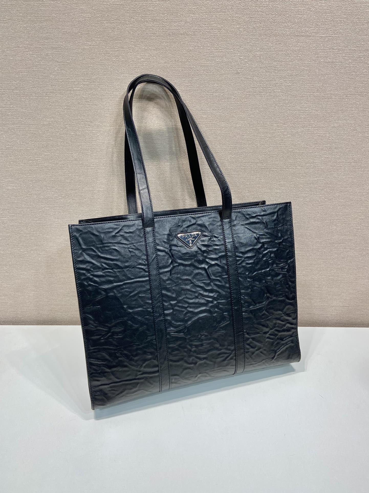 Pra*a large antique nappa leather tote