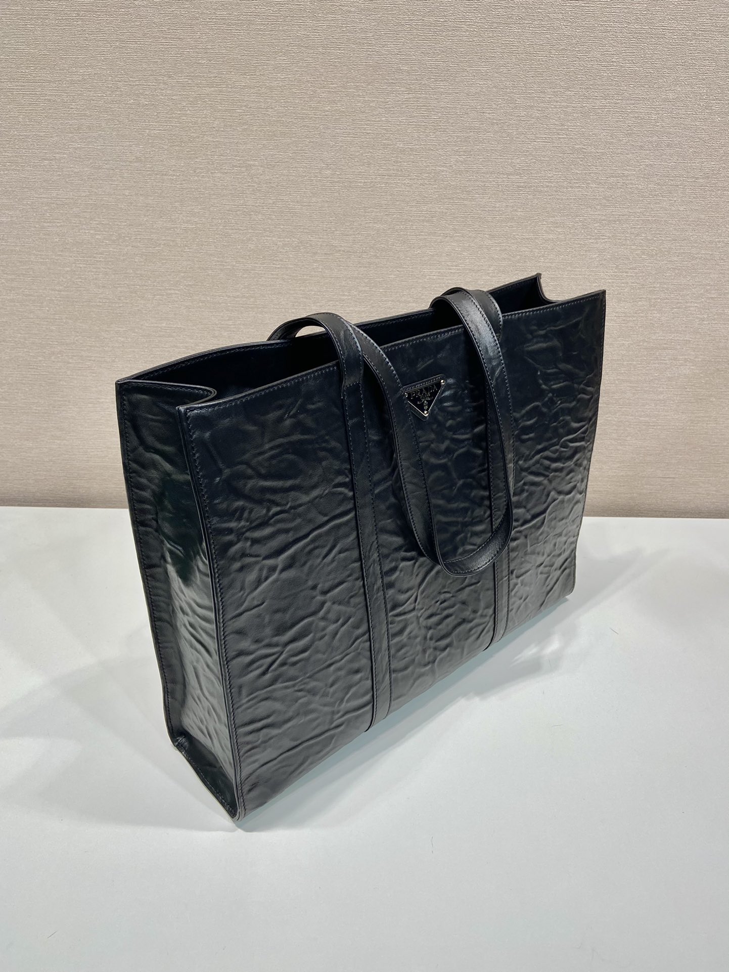 Pra*a large antique nappa leather tote