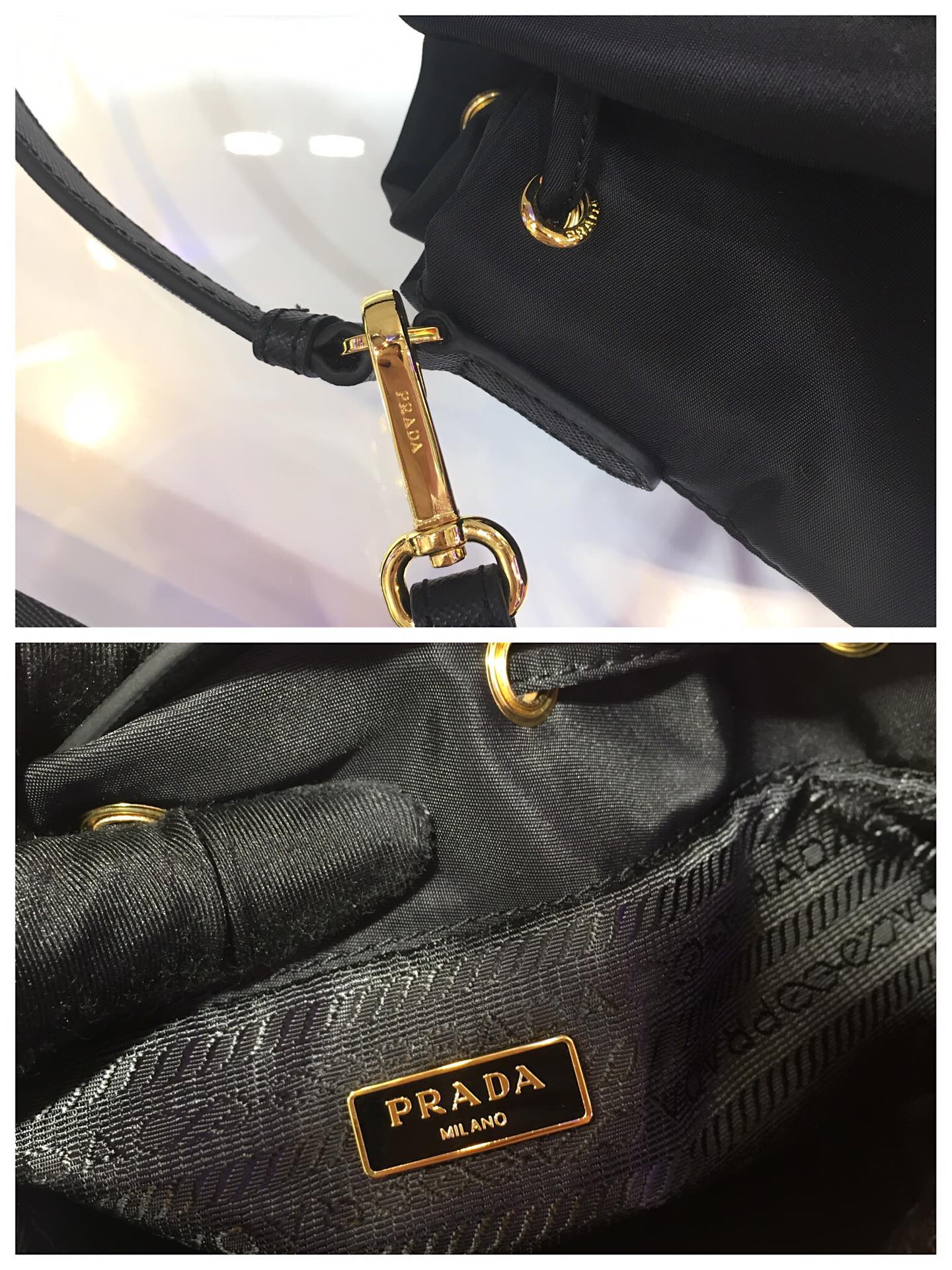 Pra*a jacquard drawstring shoulder bag