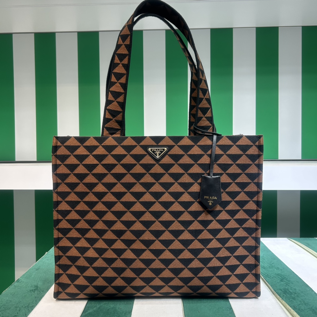 Pra*a symbole bag in embroidered fabric