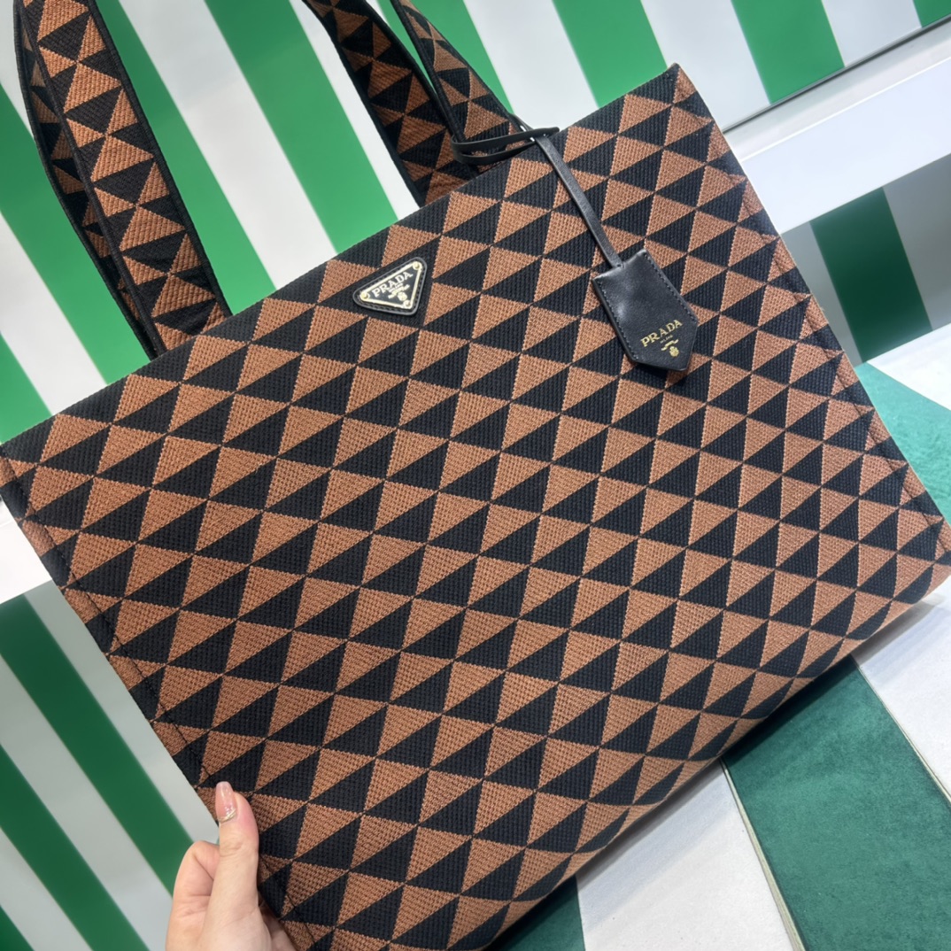 Pra*a symbole bag in embroidered fabric