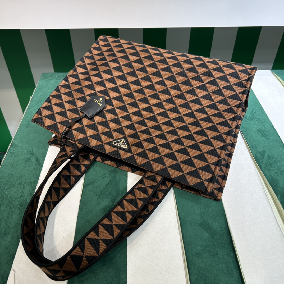 Pra*a symbole bag in embroidered fabric