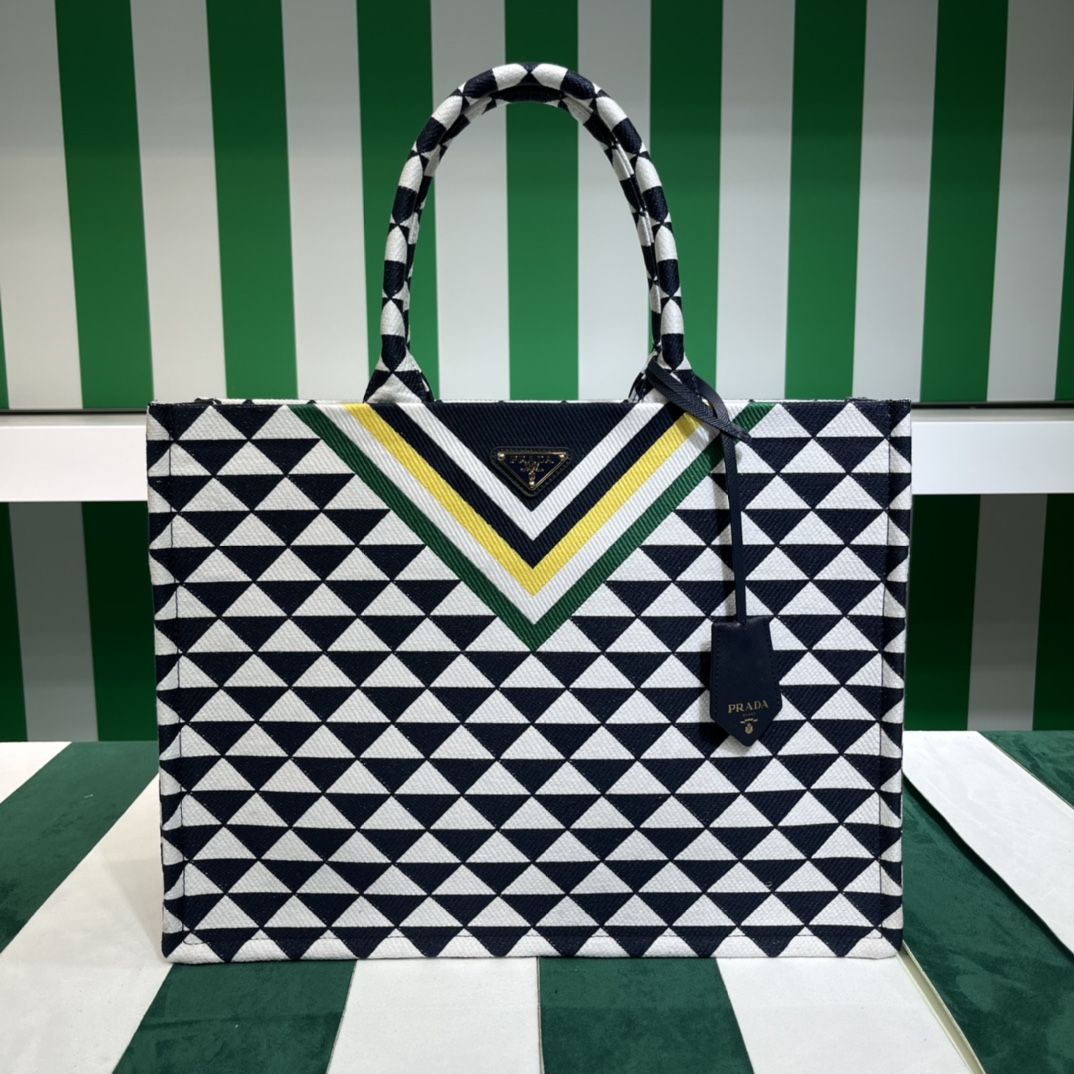 Pra*a symbole embroidered fabric tote bag