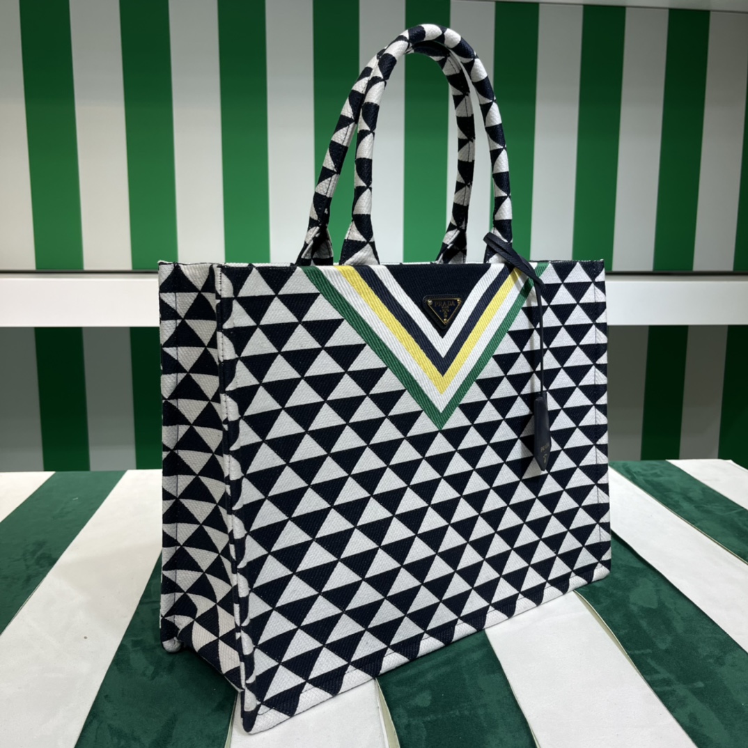 Pra*a symbole embroidered fabric tote bag