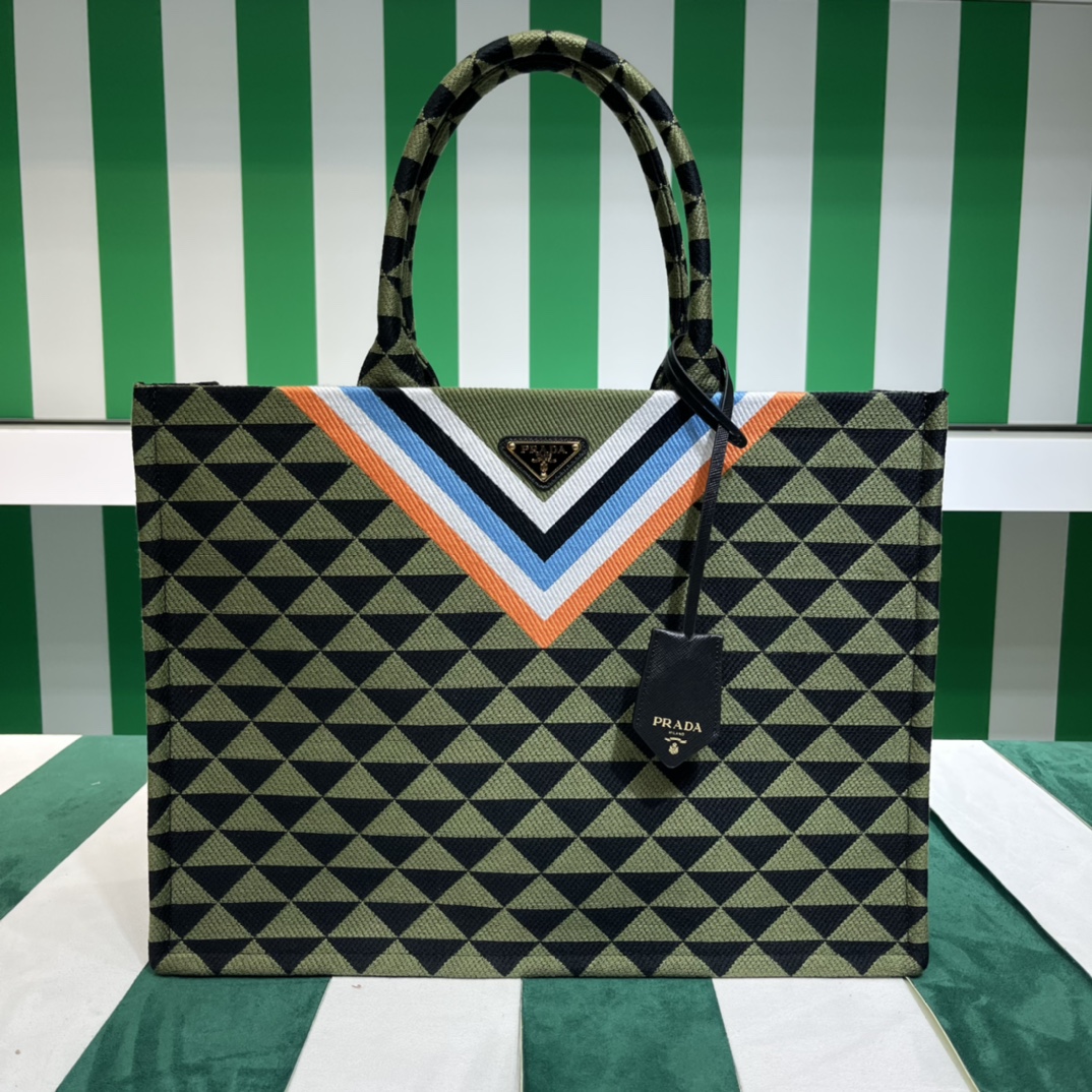 Pra*a symbole embroidered fabric tote bag
