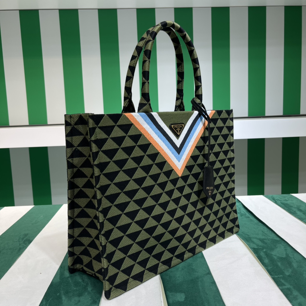 Pra*a symbole embroidered fabric tote bag