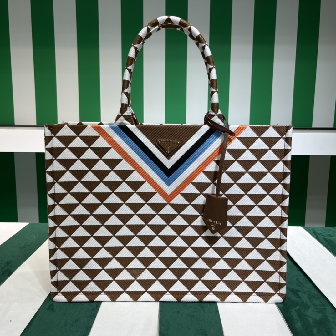 Pra*a symbole embroidered fabric tote bag